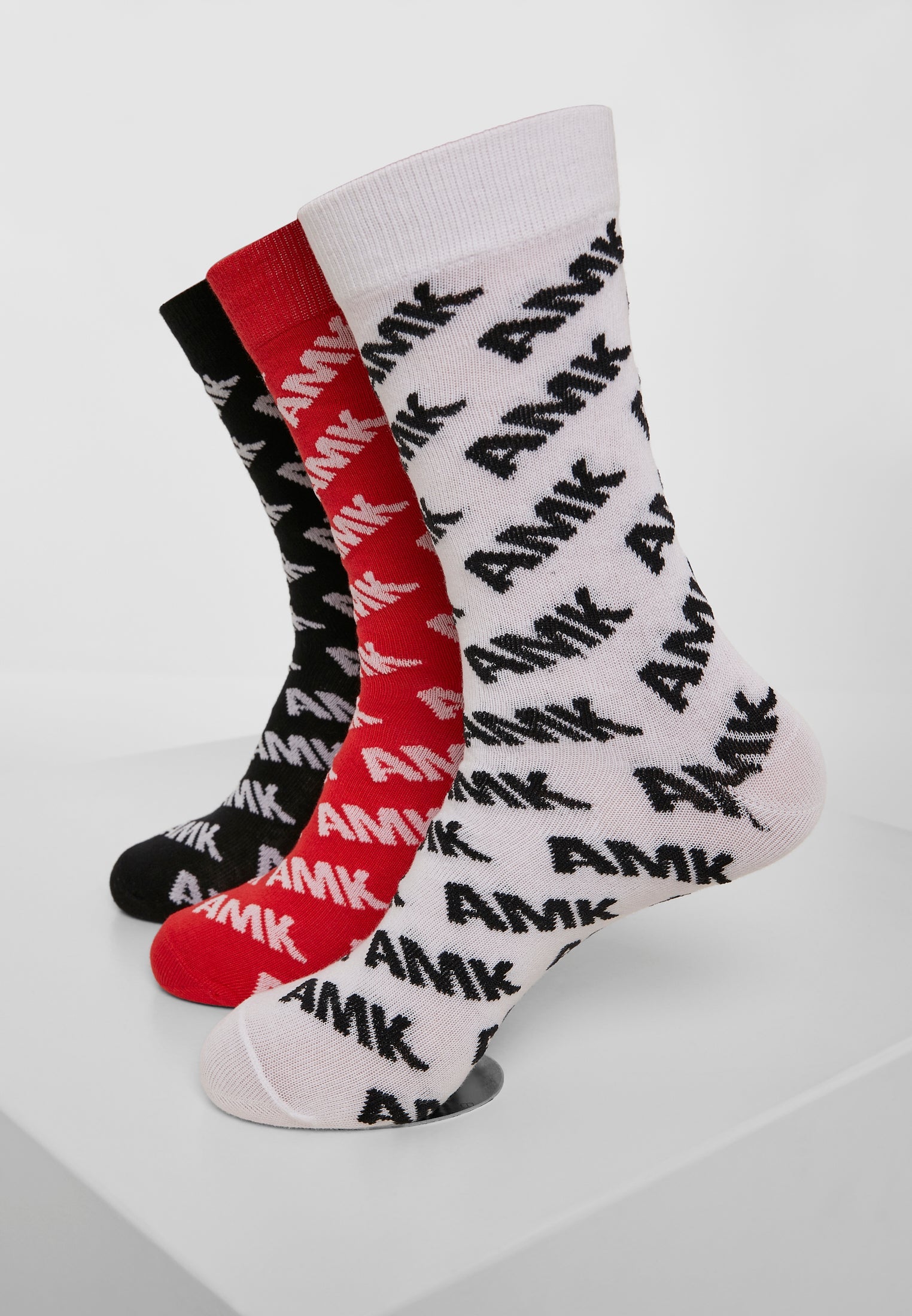 AMK Allover Socks 3-Pack black/red/white 35-38 - workoutbrands.com