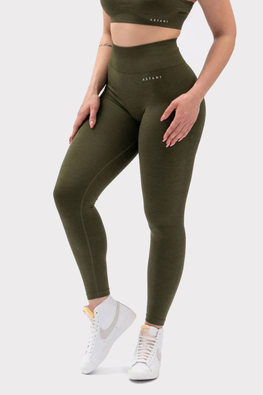 A BLISS Scrunch Tights - Green - workoutbrands.com