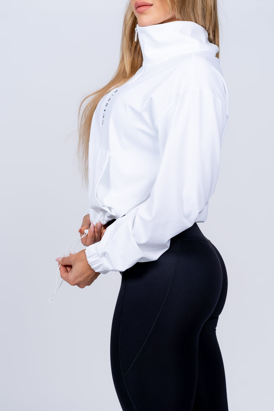 A Vibe Long Sleeve Crops - White - workoutbrands.com