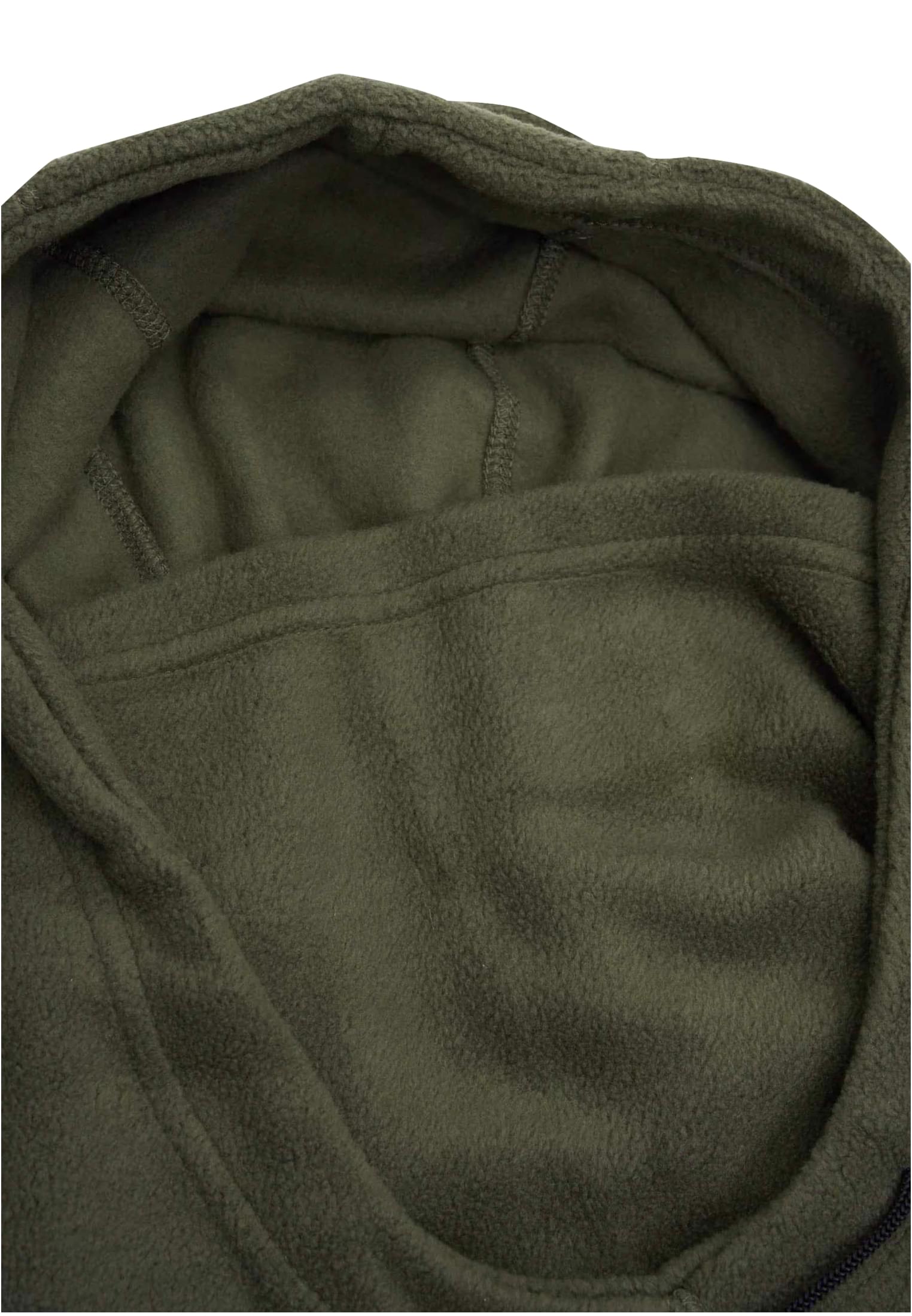 Närbild på insidan och det olivgröna fleecematerialet i en B Arctic Balaclava.