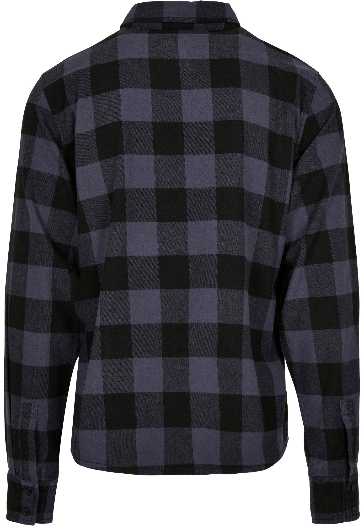 Baksidan av den rutiga B Checkshirt-skjortan i mörkgrått och svart.