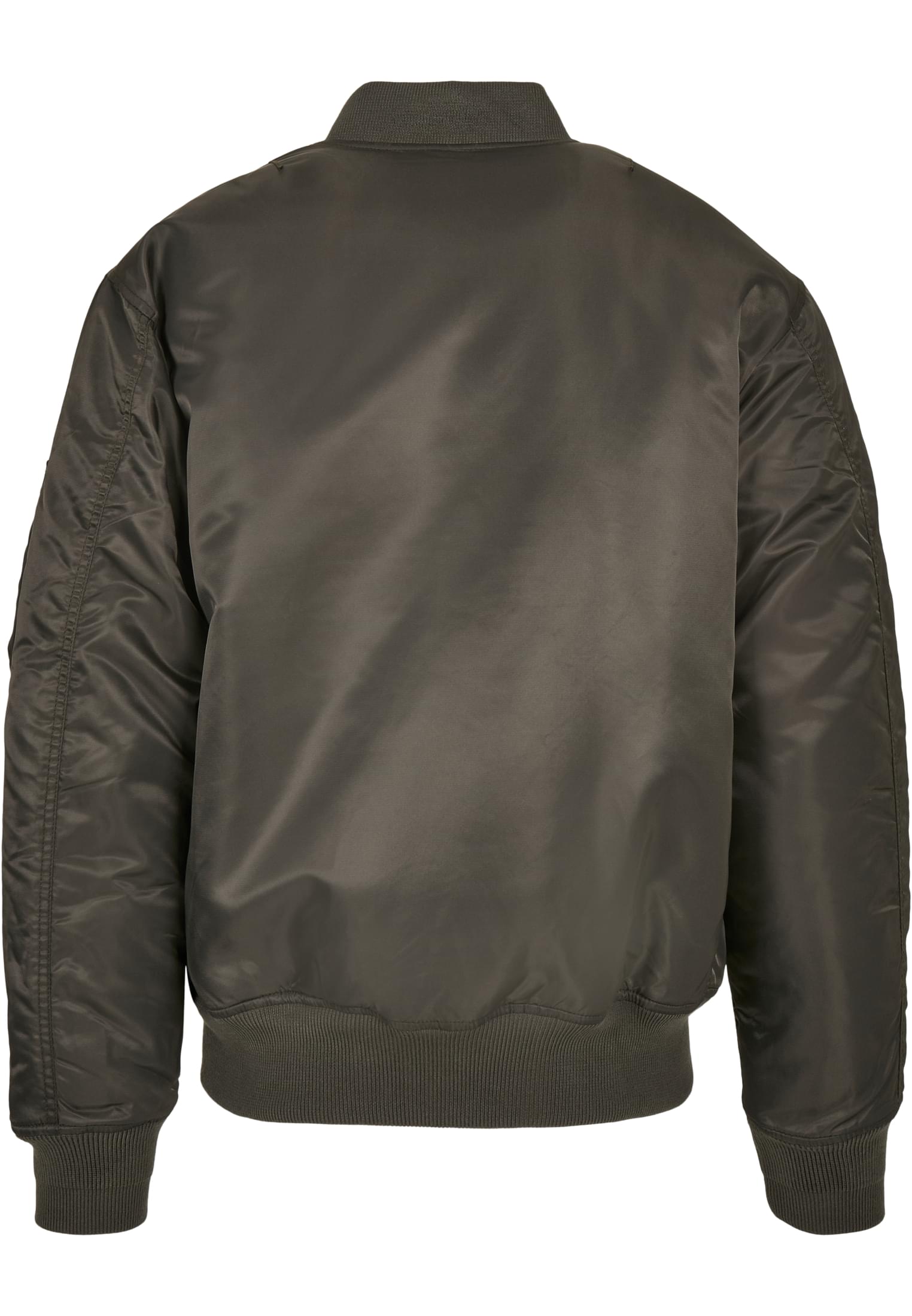Baksidan av den olivgröna B MA1-bomberjackan.