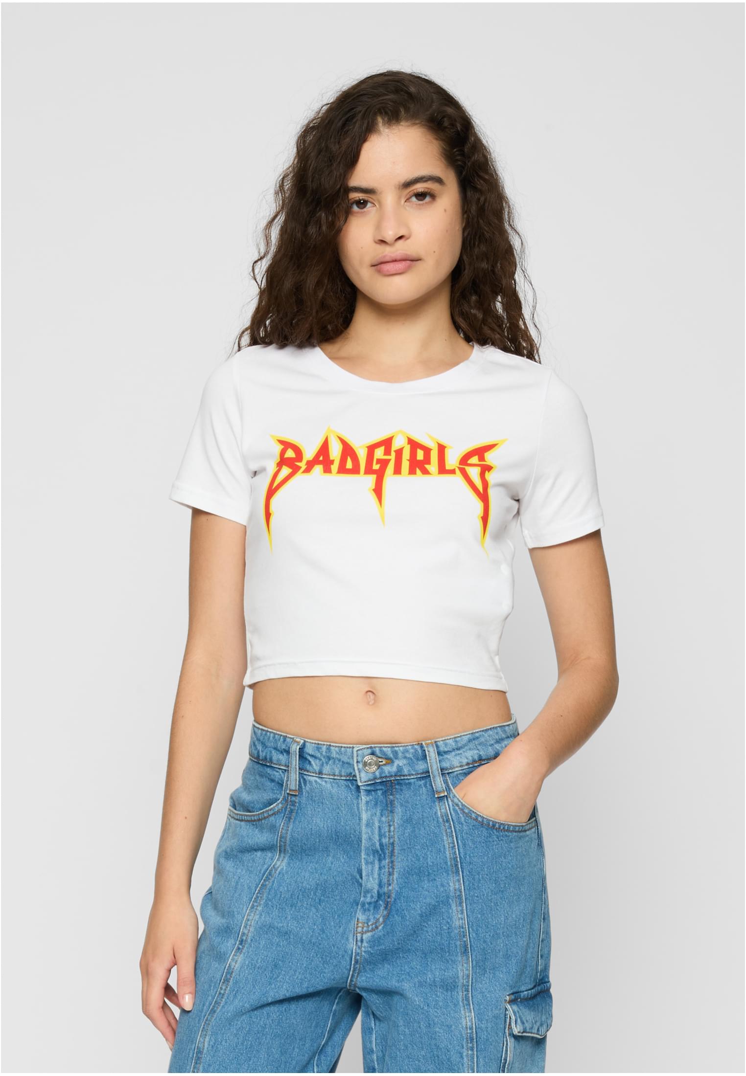 Badgirls Cropped Tee white XXL - workoutbrands.com