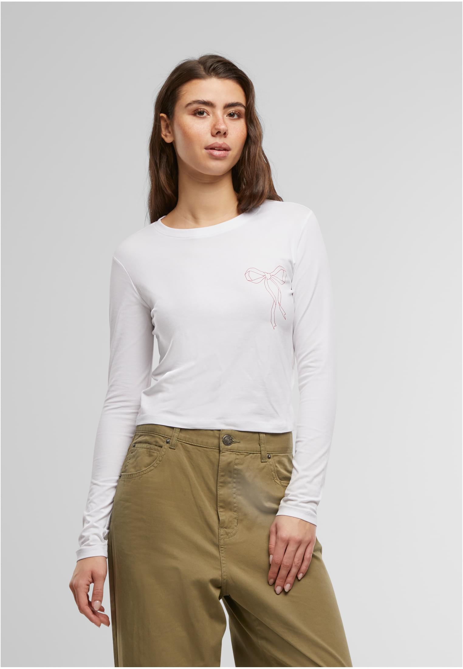 Bow Oneliner Ladies Short Longsleeve white XXL - workoutbrands.com