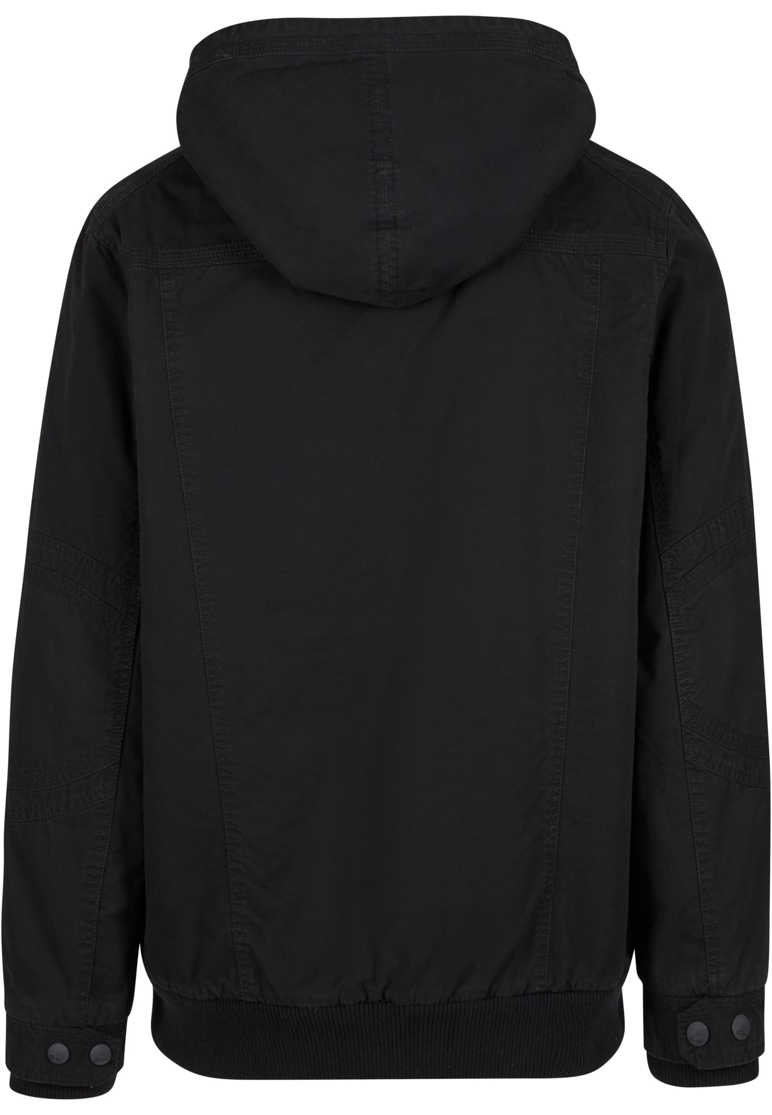 Baksida av den olivgröna herrjackan B Meadow Jacket med huva.