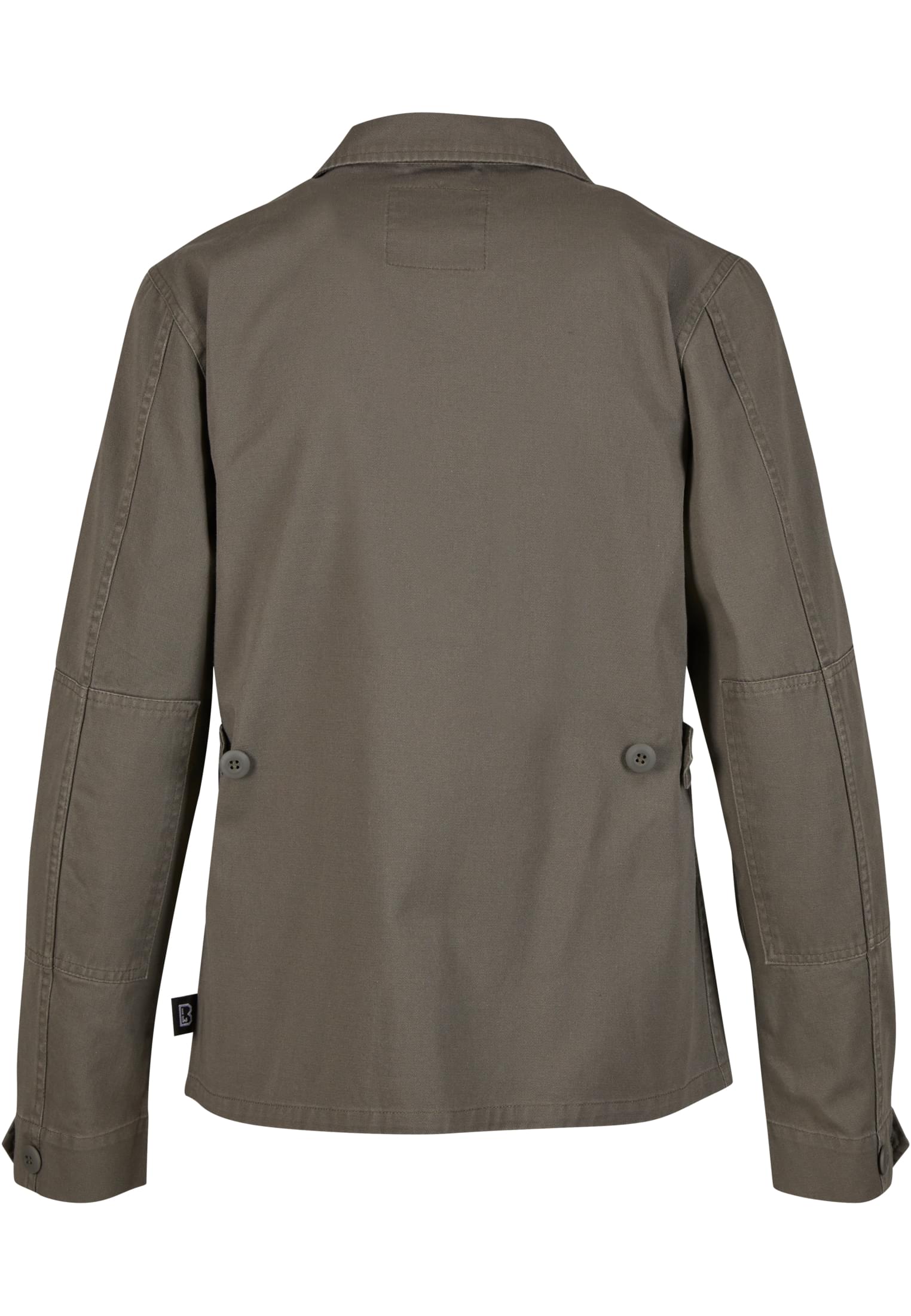 Baksidan av den olivgröna BDU Twill-jackan från Brandit.