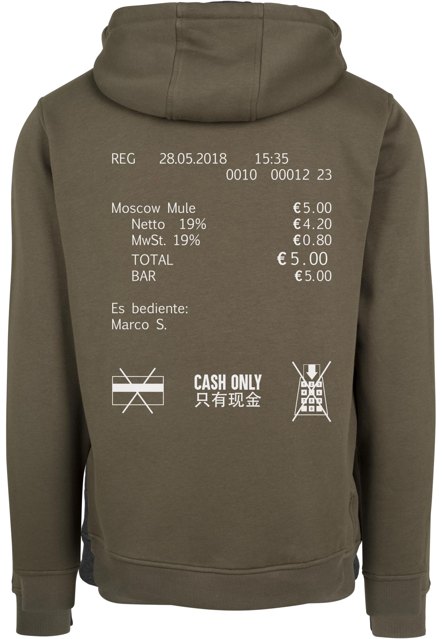 Cash Only Hoody olive XS - workoutbrands.com