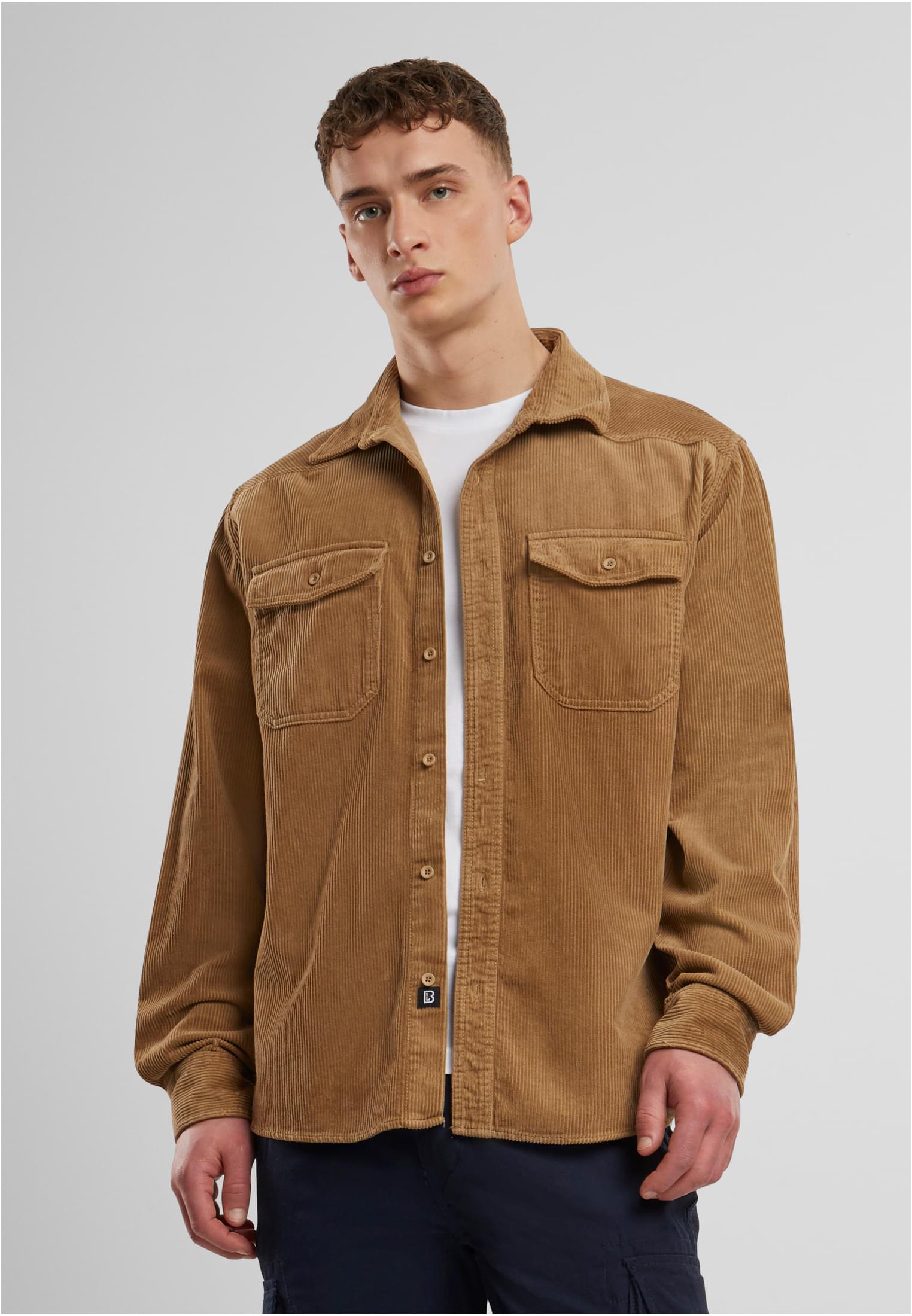 Corduroy Classic Shirt Long Sleeve camel 7XL - workoutbrands.com