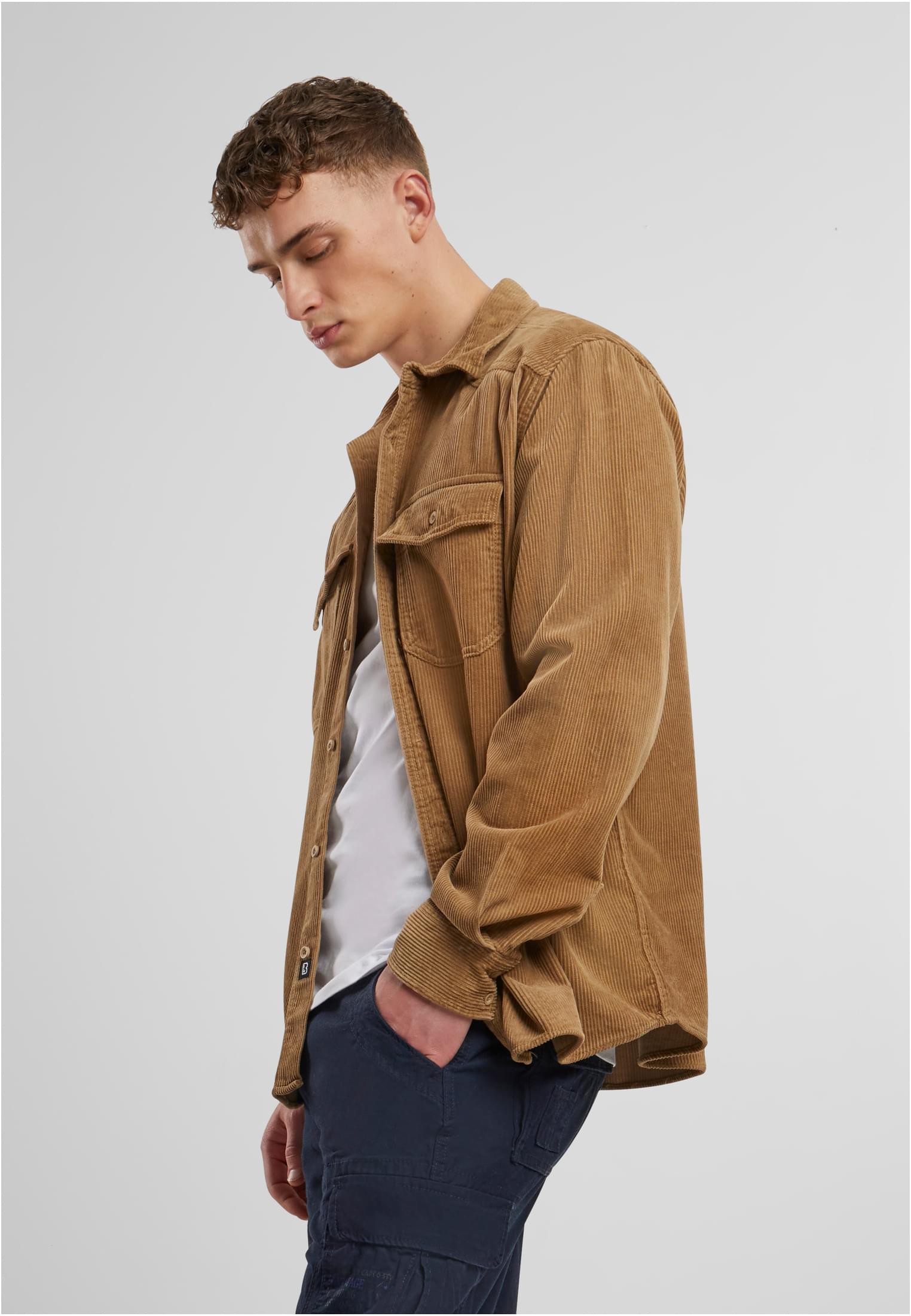 Corduroy Classic Shirt Long Sleeve camel 7XL - workoutbrands.com