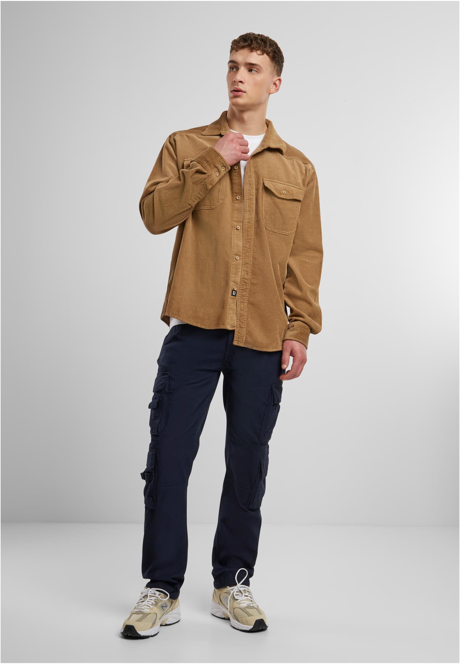 Corduroy Classic Shirt Long Sleeve camel 7XL - workoutbrands.com