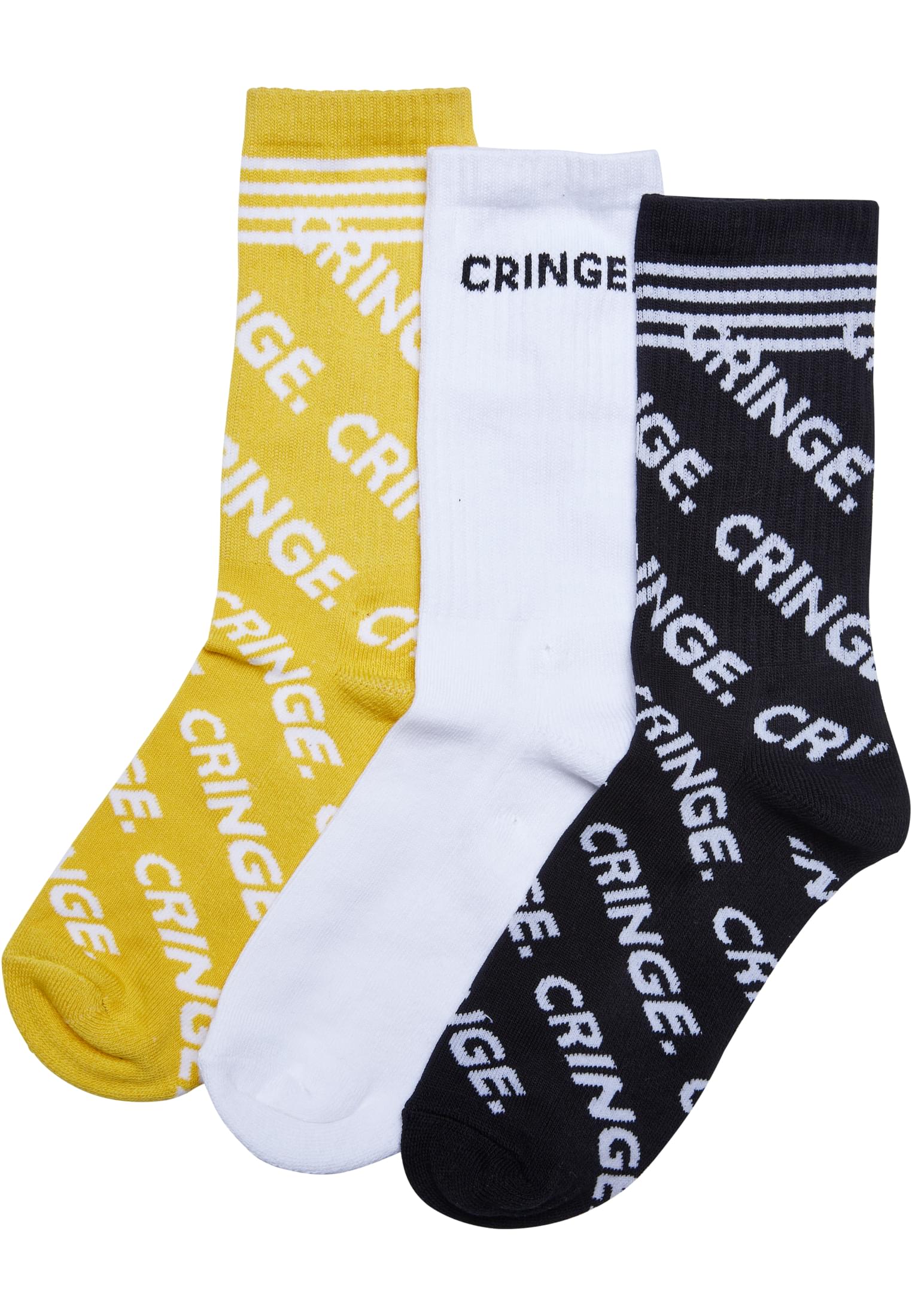 Cringe Socks 3-Pack black/white/yellow 35-38 - workoutbrands.com