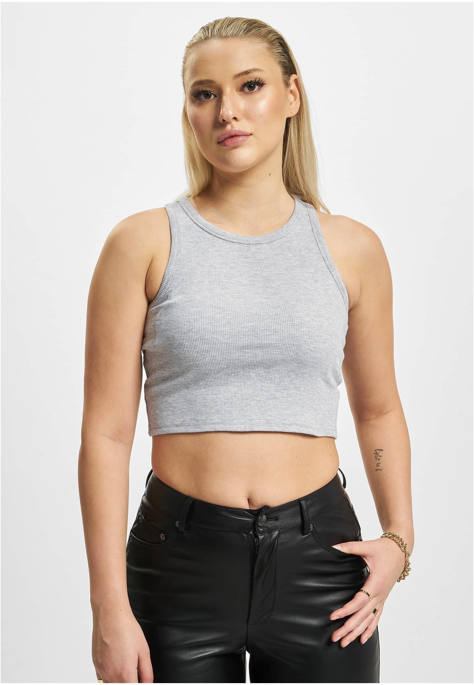 DEF Inga Ribbed Tanktop grey XS - workoutbrands.com