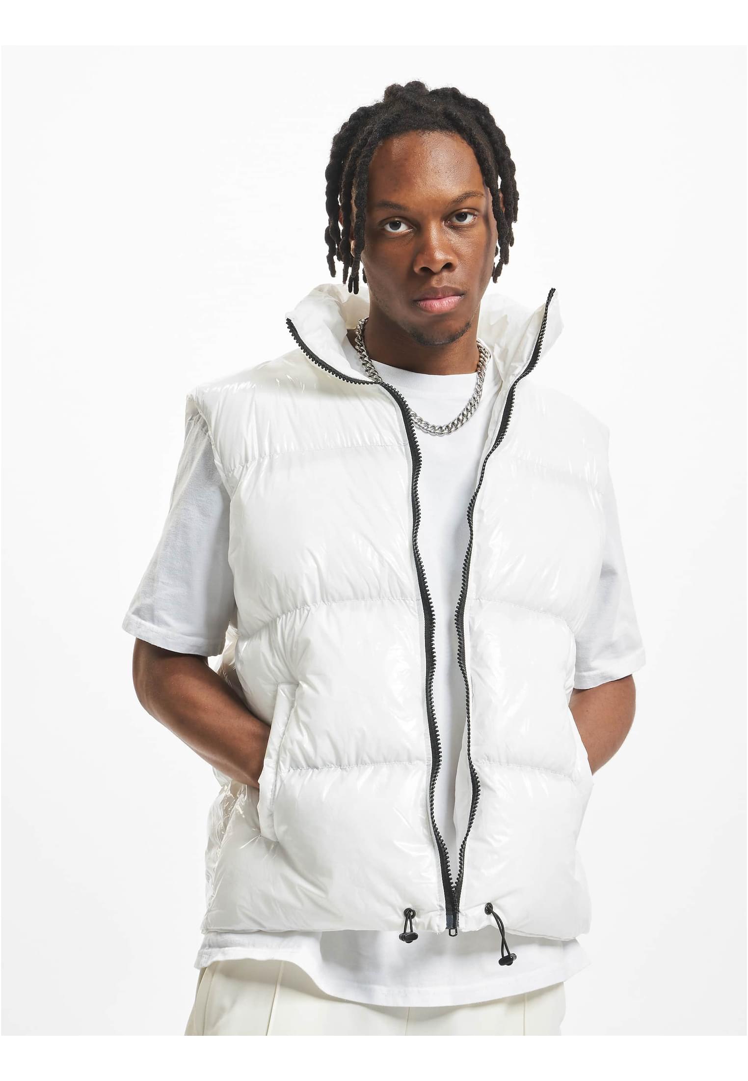 DEF Shiny Puffer vest white XXL - workoutbrands.com