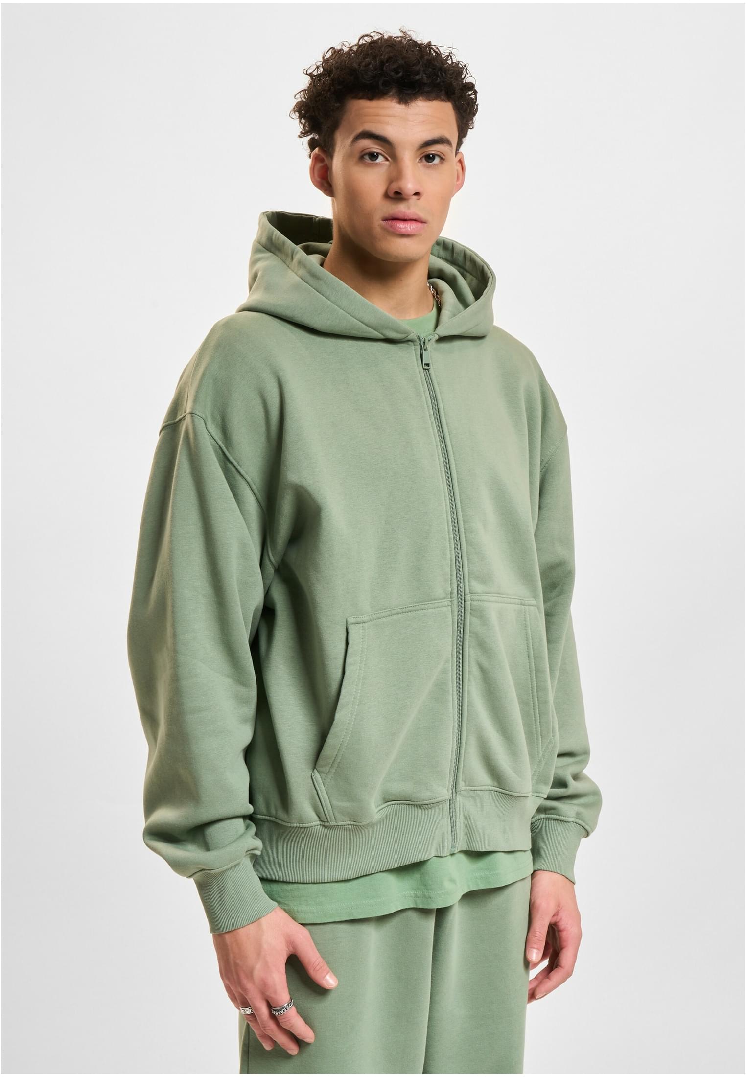 DEF Zip Hoody green washed XXL - workoutbrands.com