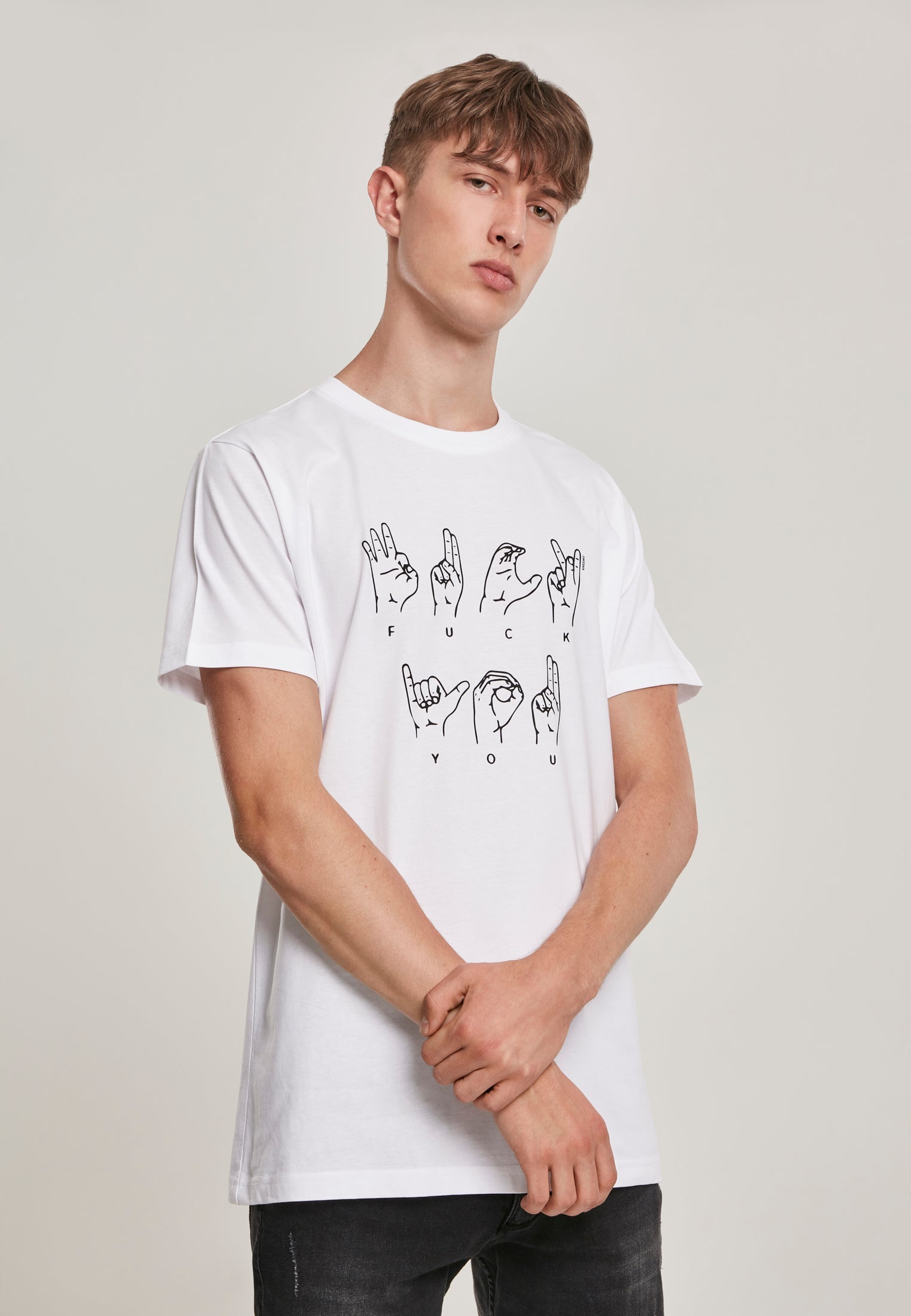 FU Sign Language Tee white XXL - workoutbrands.com