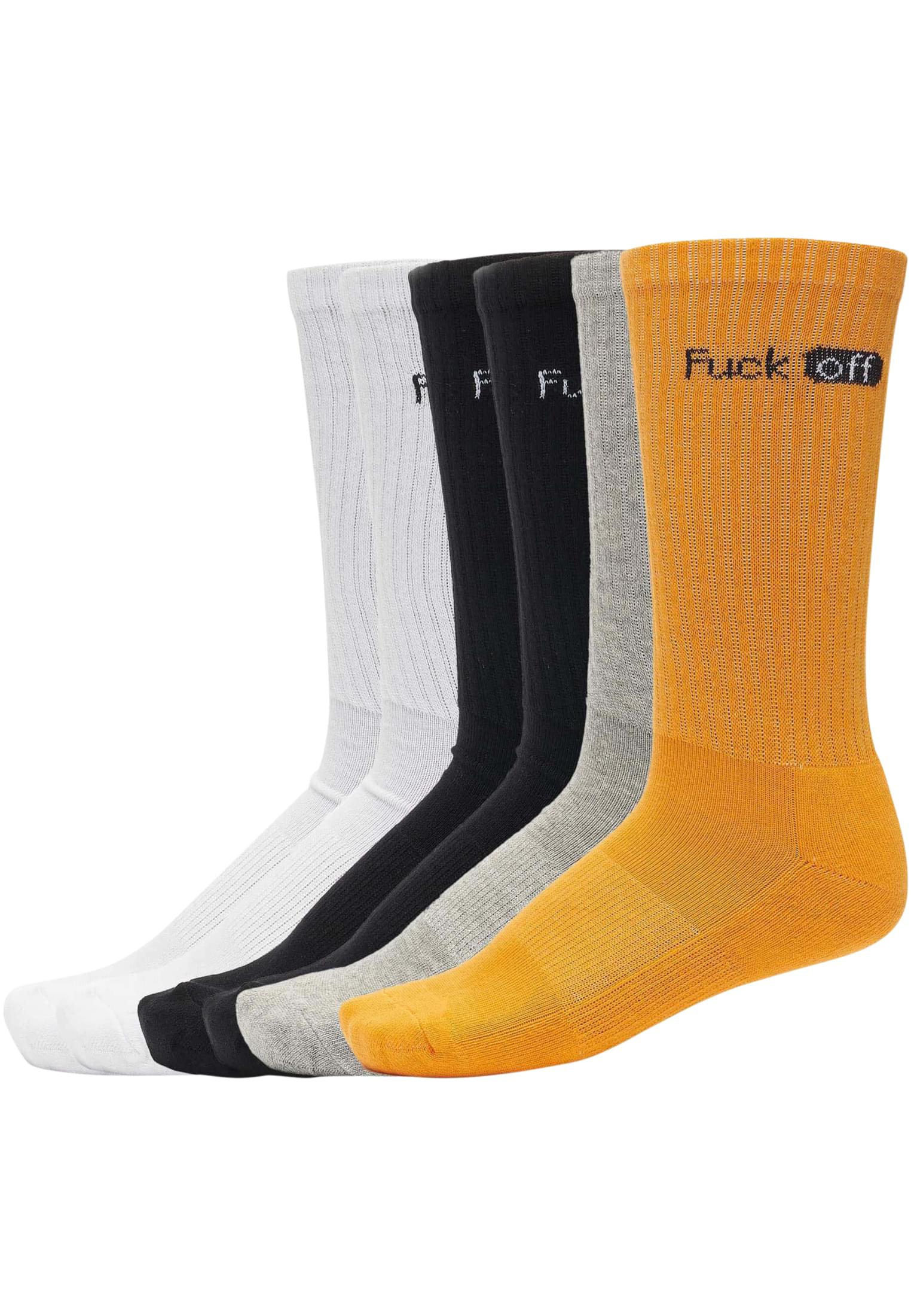 Fuck Off Socks 6-Pack black/white/grey/neonorange 35-38 - workoutbrands.com