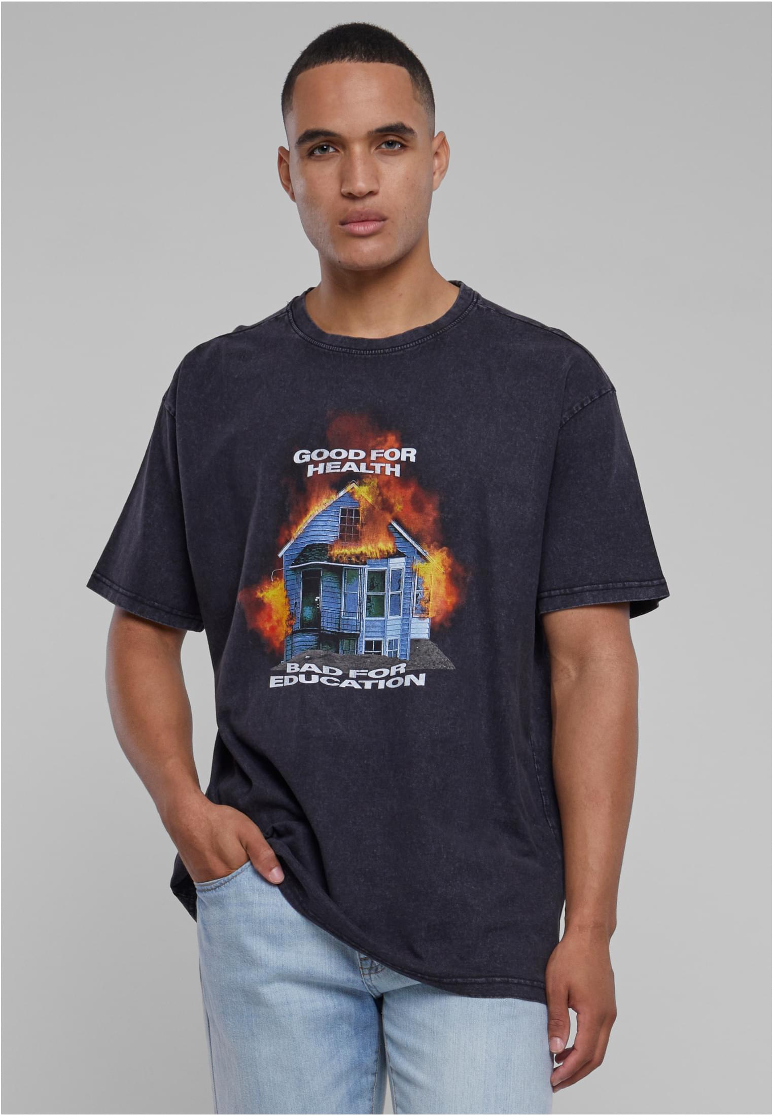 Good For Health Oversize Tee black acid washed XXL - workoutbrands.com