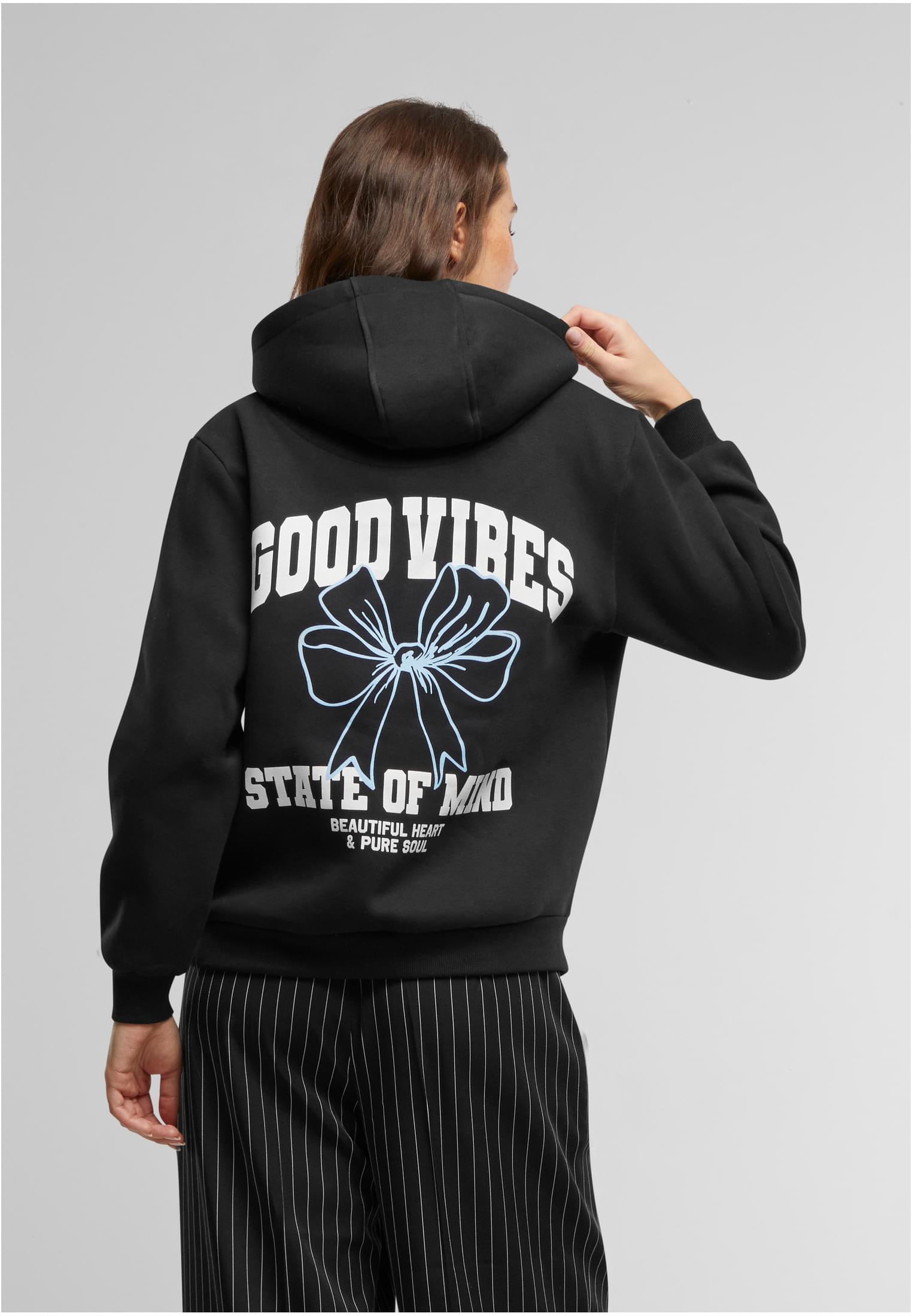 Good Vibes Bow Ladies Fluffy Hoody powderblue XXL - workoutbrands.com