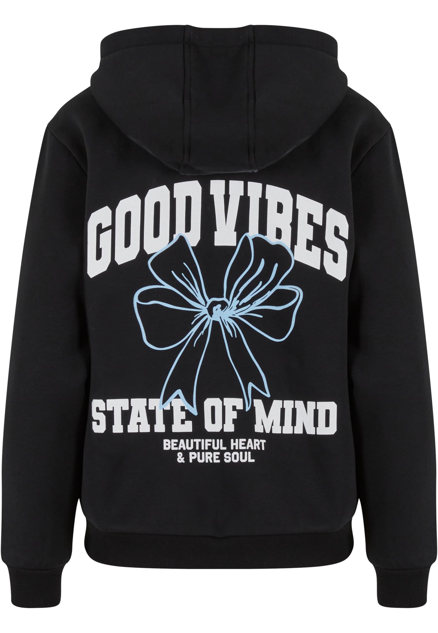 Good Vibes Bow Ladies Fluffy Hoody powderblue XXL - workoutbrands.com