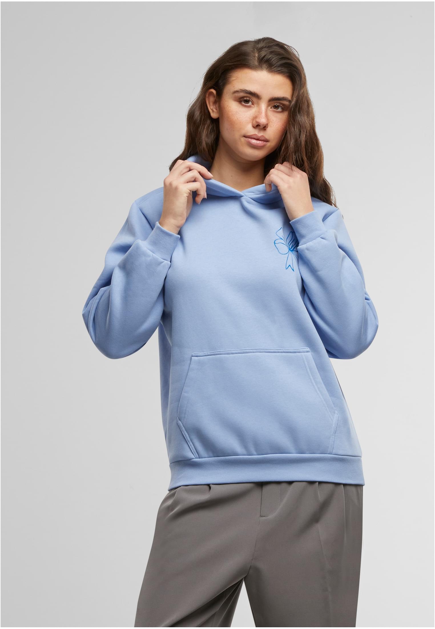 Good Vibes Bow Ladies Fluffy Hoody powderblue XXL - workoutbrands.com