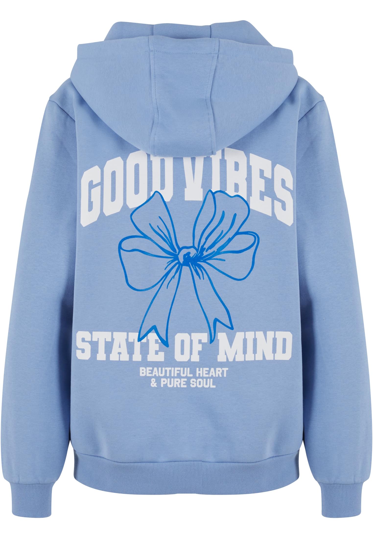 Good Vibes Bow Ladies Fluffy Hoody powderblue XXL - workoutbrands.com