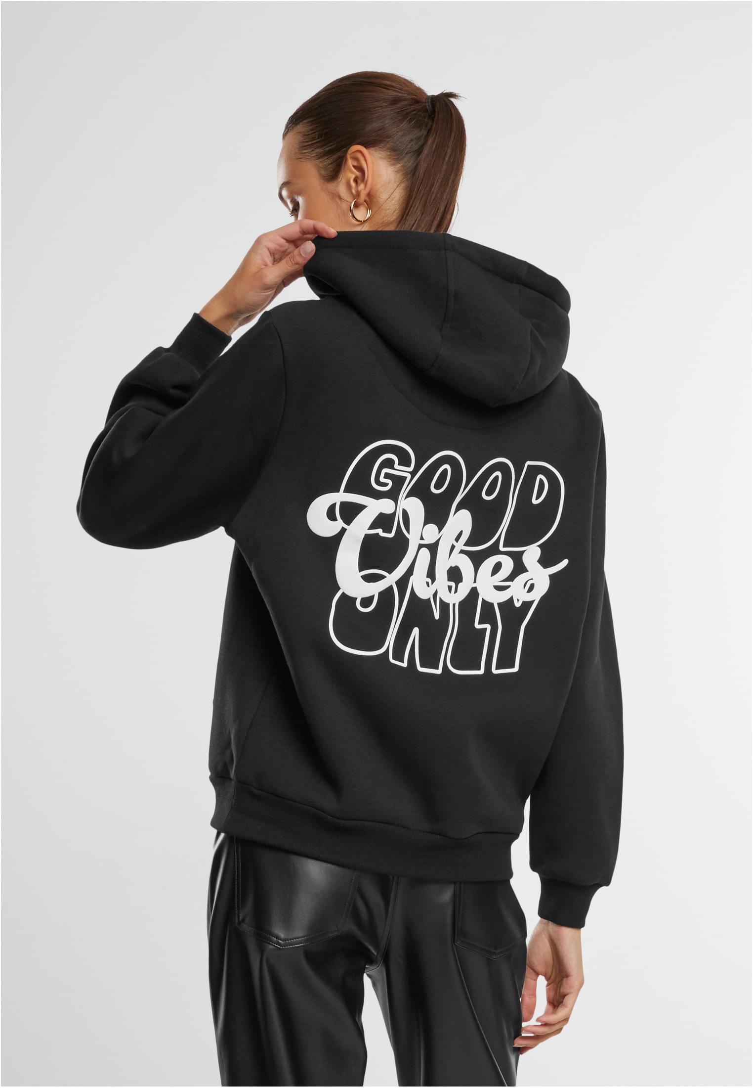 Good Vibes Puff Print Ladies Fluffy Hoody whitesand XXL - workoutbrands.com