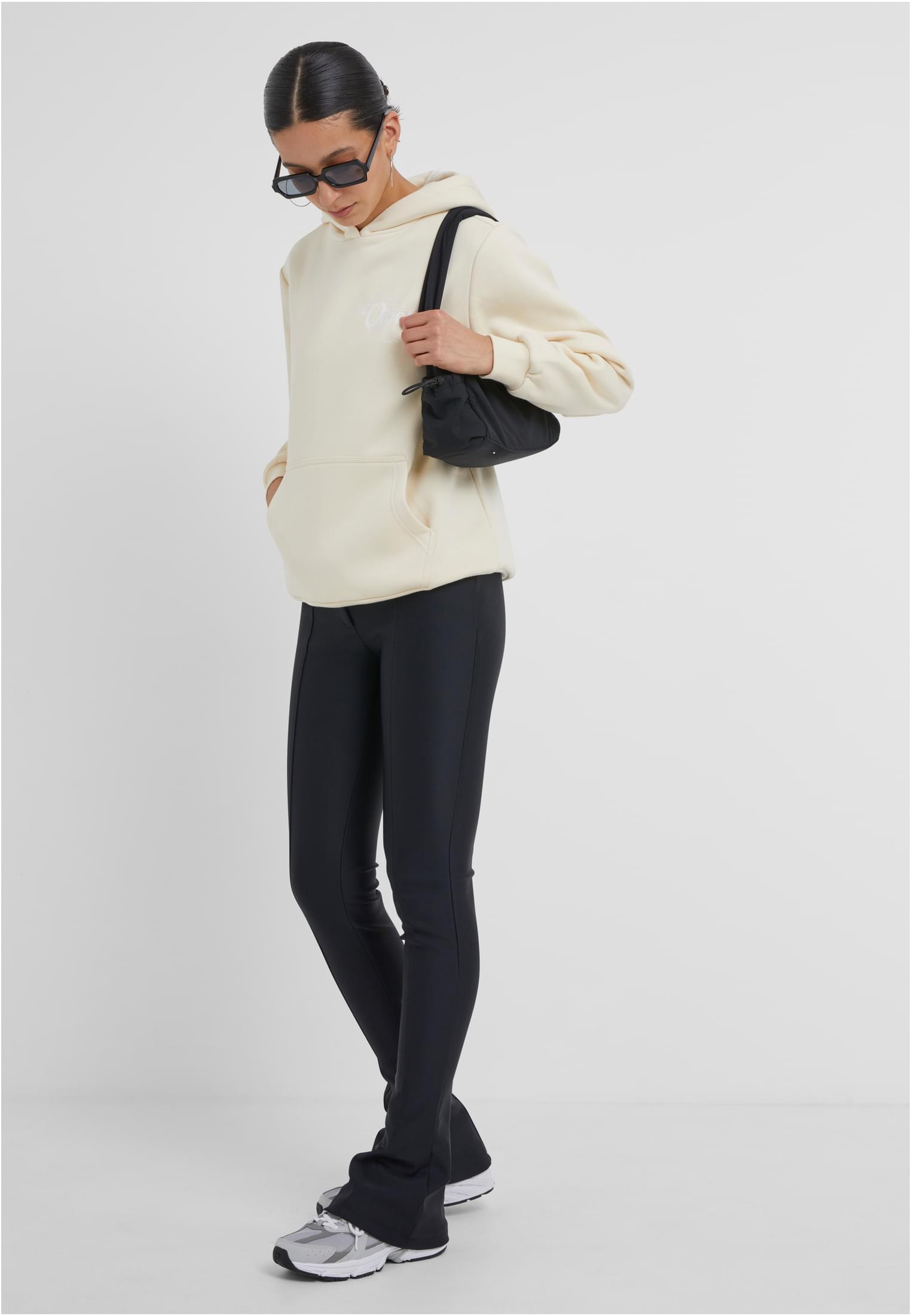 Good Vibes Puff Print Ladies Fluffy Hoody whitesand XXL - workoutbrands.com