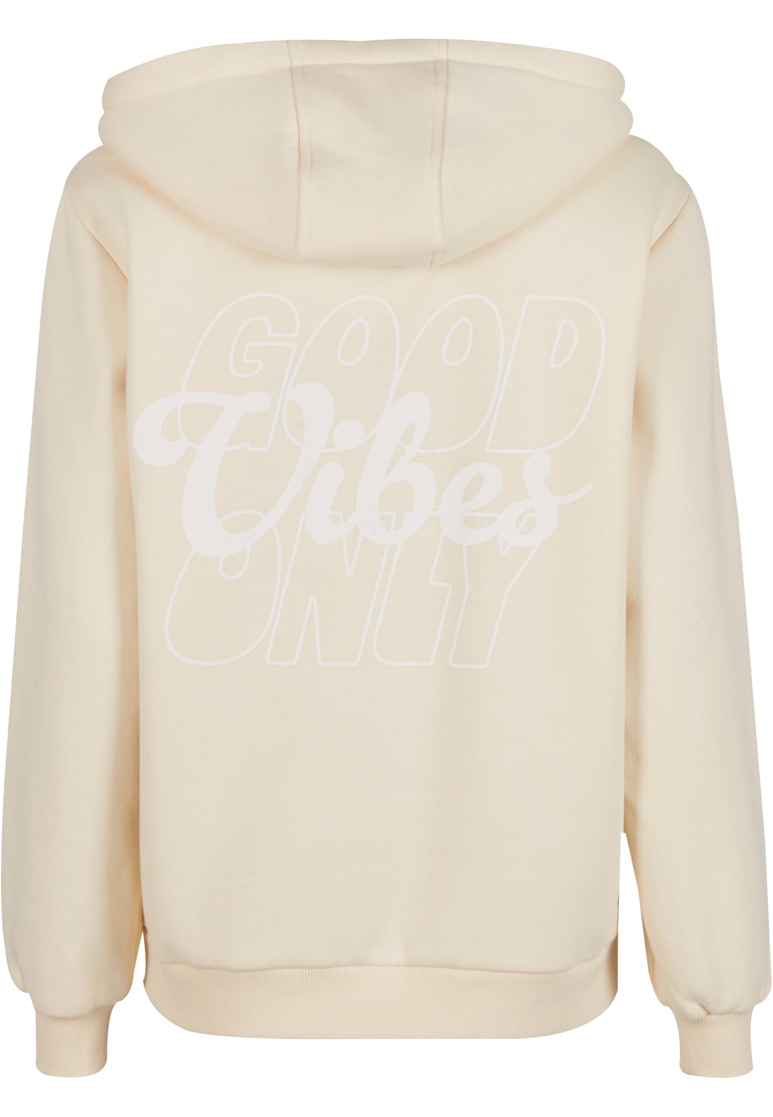 Good Vibes Puff Print Ladies Fluffy Hoody whitesand XXL - workoutbrands.com
