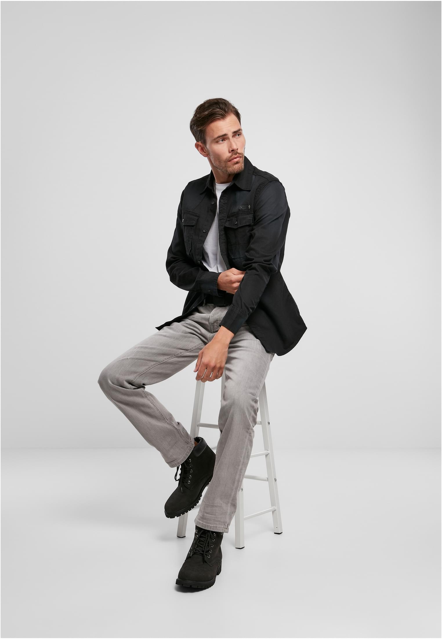 Hardee Denim Shirt olive grey XXL - workoutbrands.com