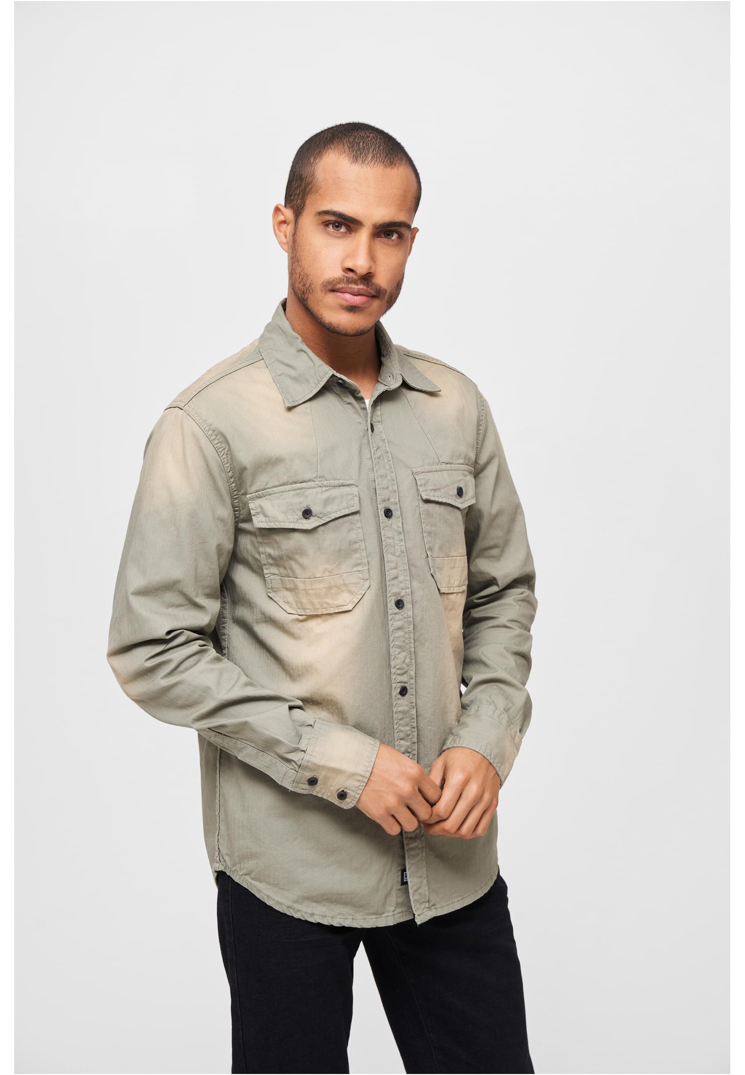 Hardee Denim Shirt olive grey XXL - workoutbrands.com