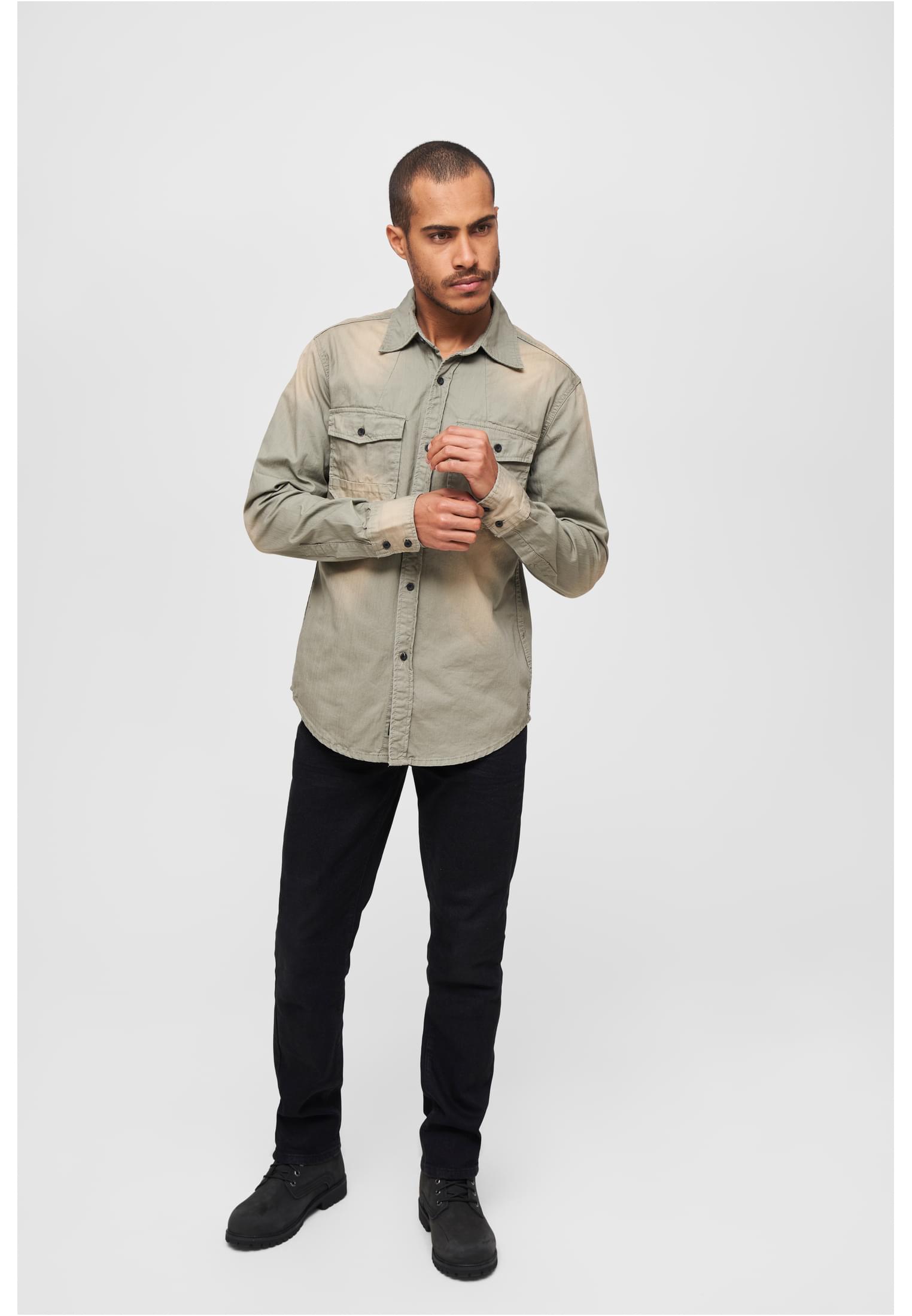 Hardee Denim Shirt olive grey XXL - workoutbrands.com