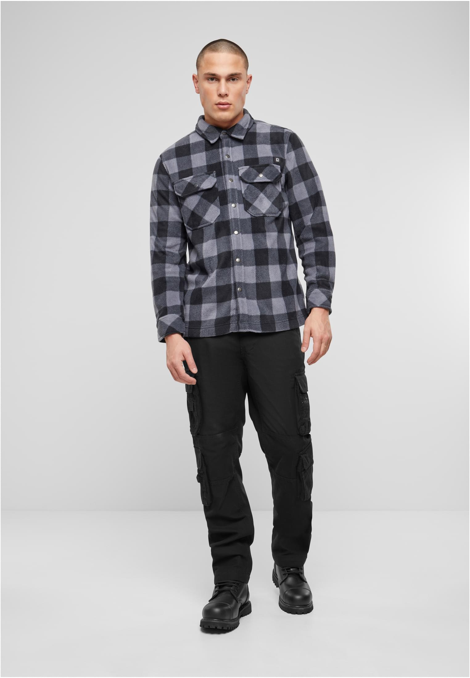 Jeff Fleece Shirt Long Sleeve black/grey XXL - workoutbrands.com