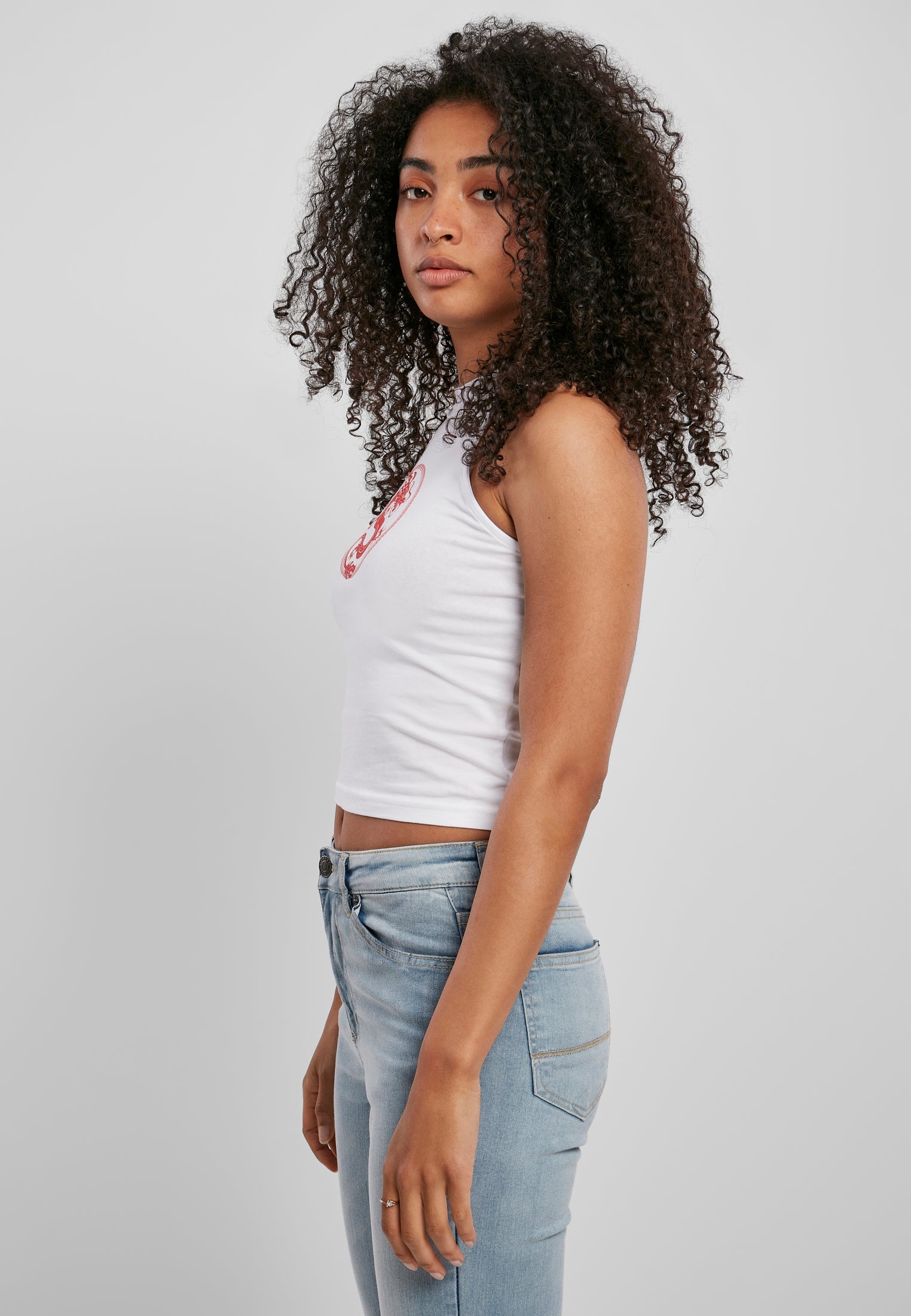 Ladies Dragon Turtleneck Short Top white XXL - workoutbrands.com