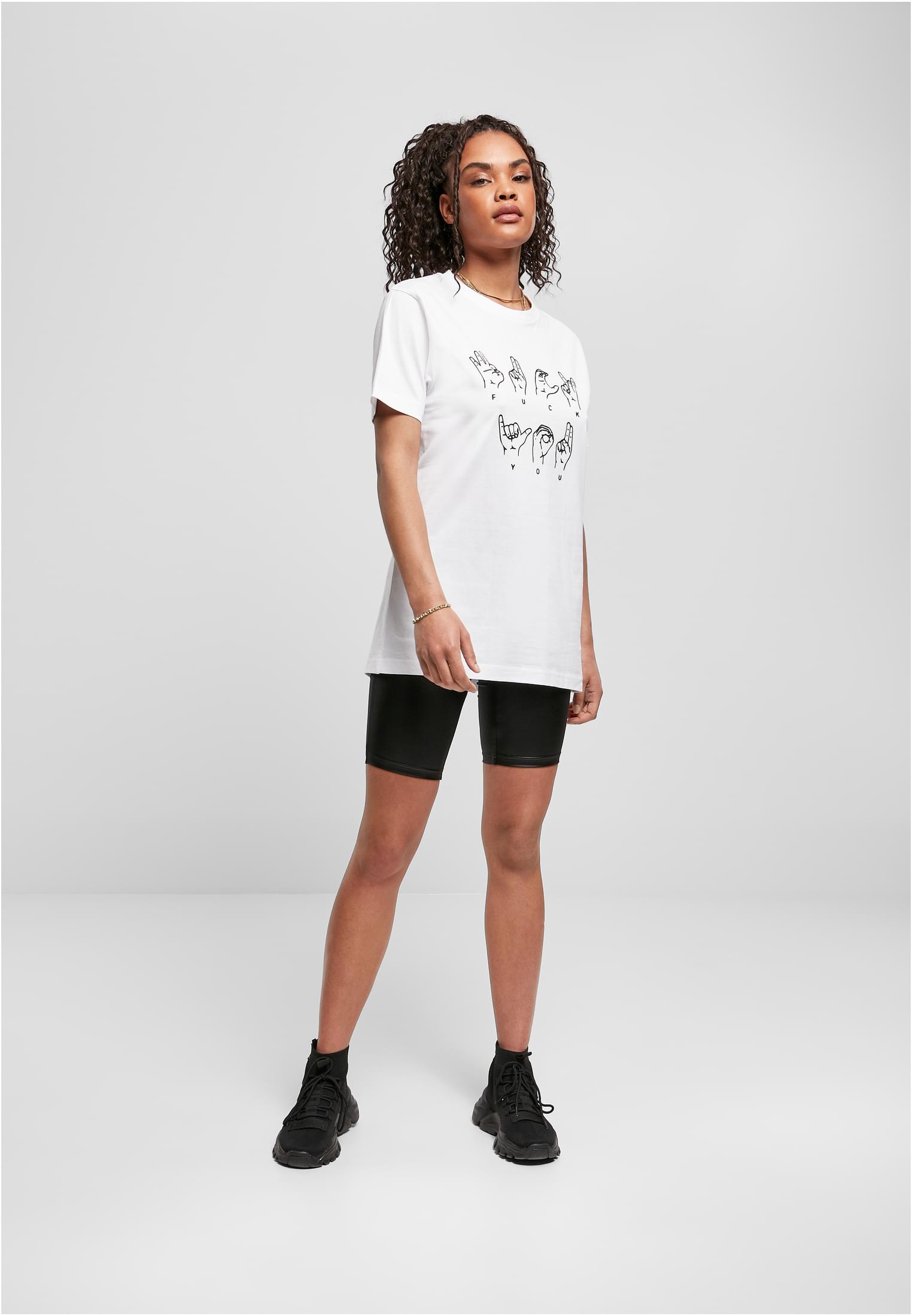 Ladies FU Sign Language Tee white XXL - workoutbrands.com