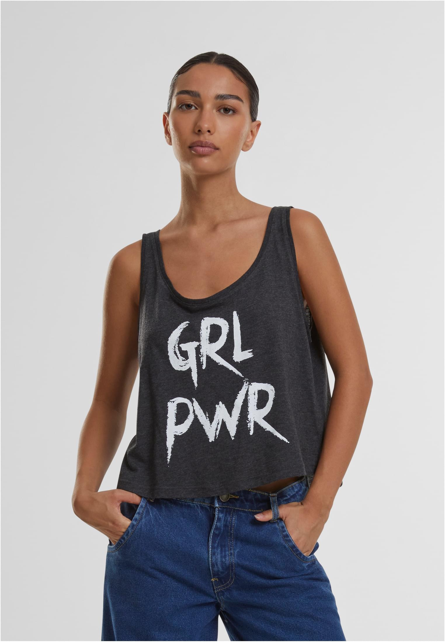 Ladies GRL PWR Tank heather grey XS - workoutbrands.com