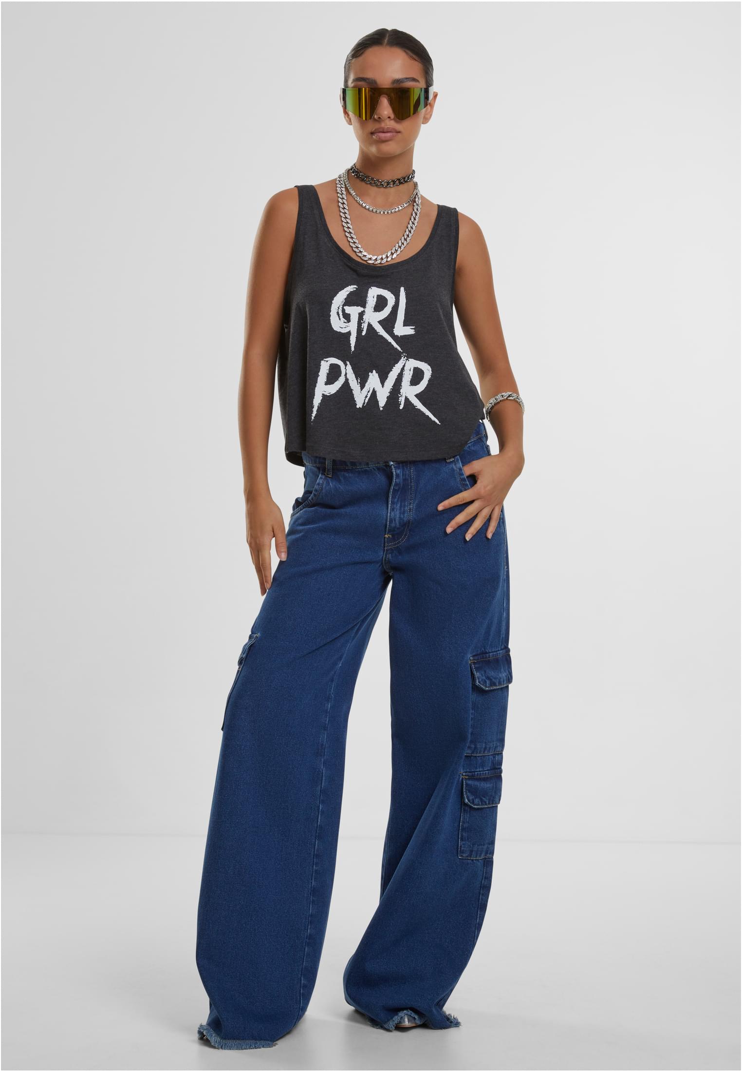 Ladies GRL PWR Tank heather grey XS - workoutbrands.com