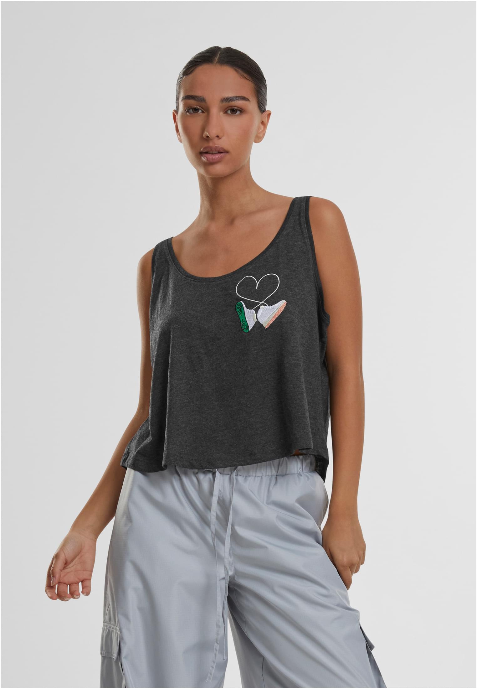 Ladies Kicks Love EMB Tank heather grey XS - workoutbrands.com