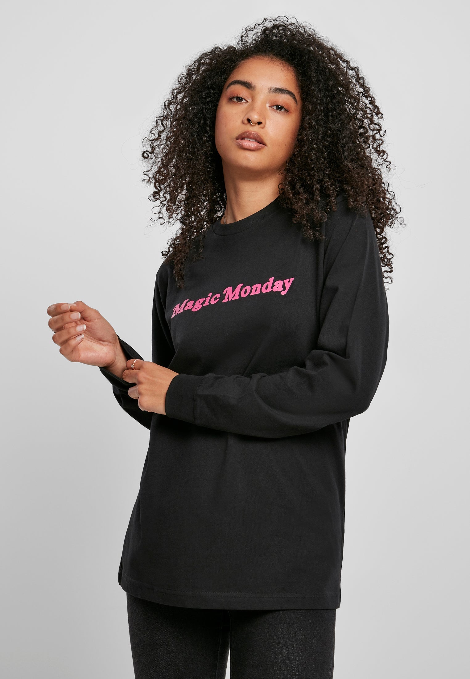 Ladies Magic Monday Slogan Longsleeve black XXL - workoutbrands.com