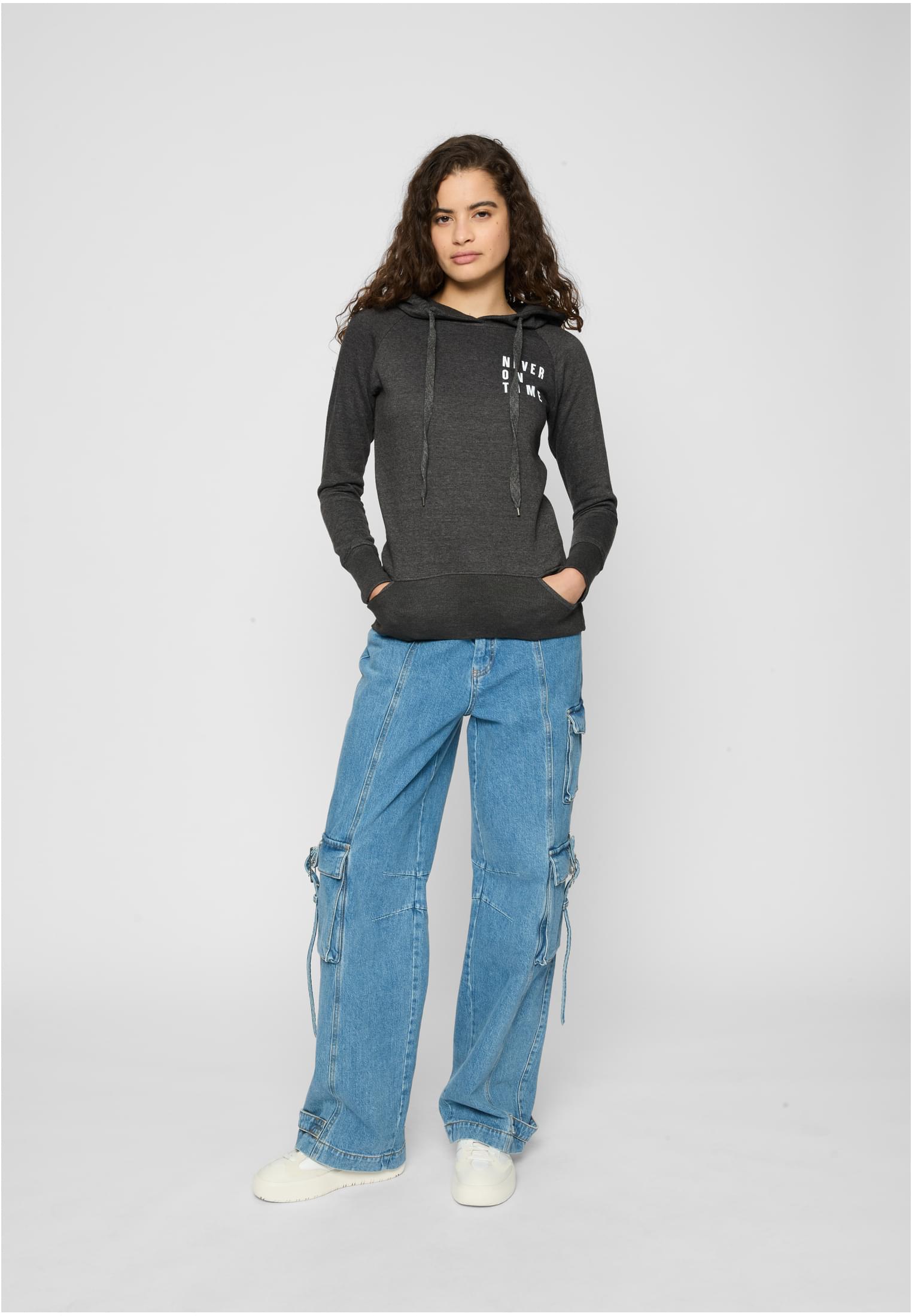 Ladies Never On Time Hoody grey XS - workoutbrands.com