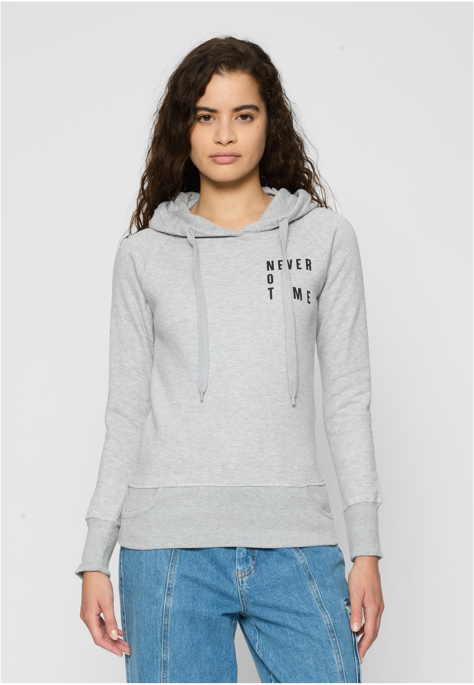 Ladies Never On Time Hoody grey XS - workoutbrands.com