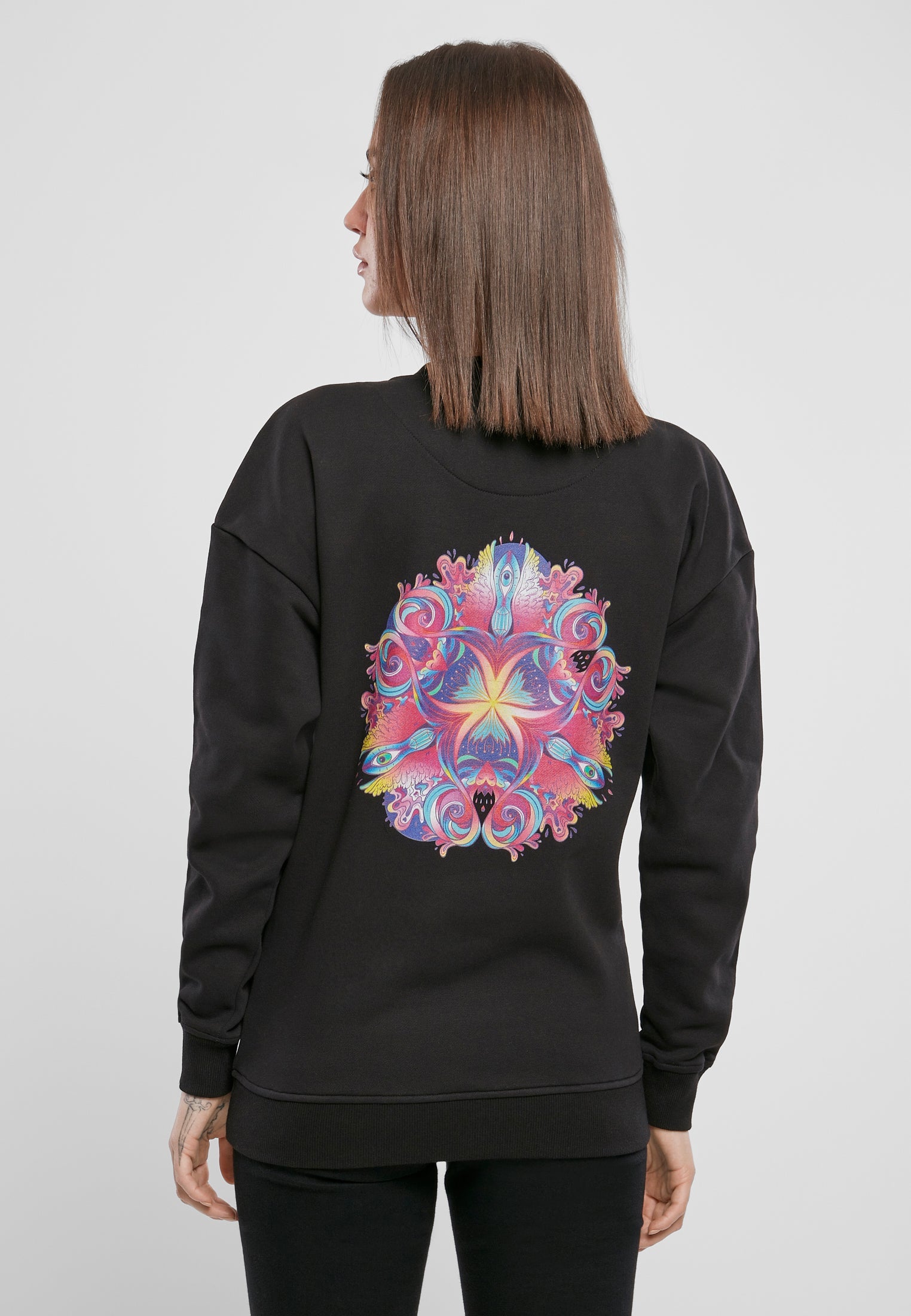 Ladies Psychadelic Mandala Crewneck black XL - workoutbrands.com