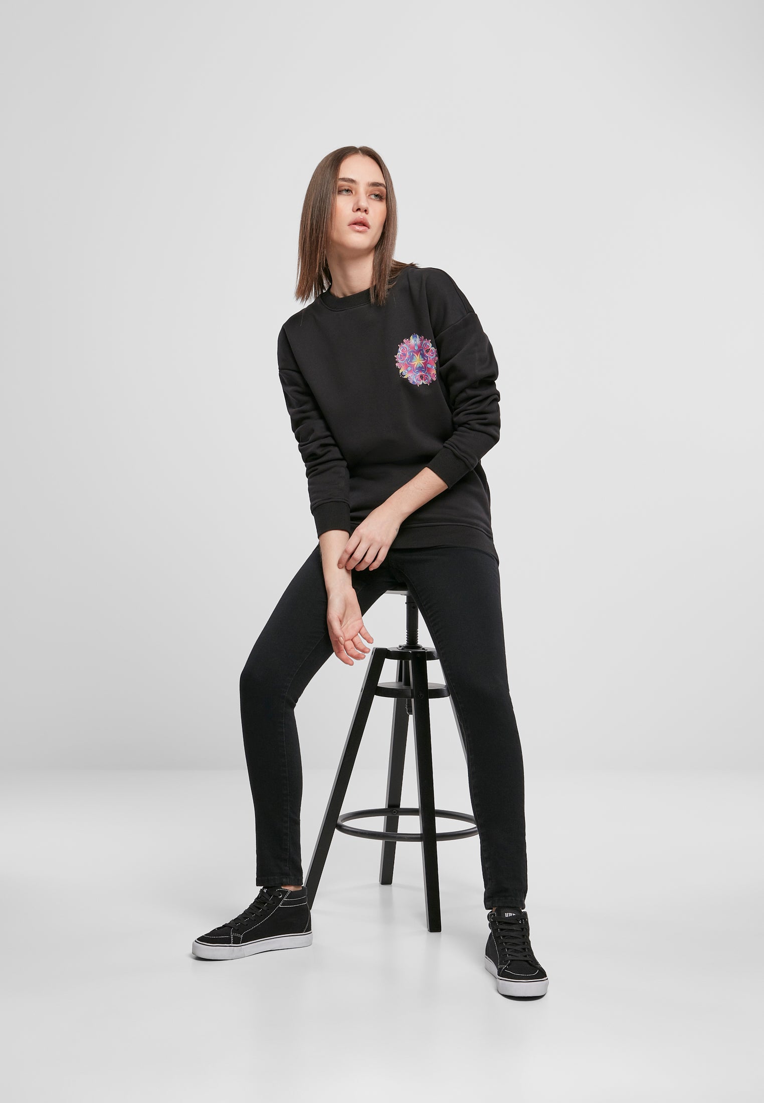 Ladies Psychadelic Mandala Crewneck black XL - workoutbrands.com