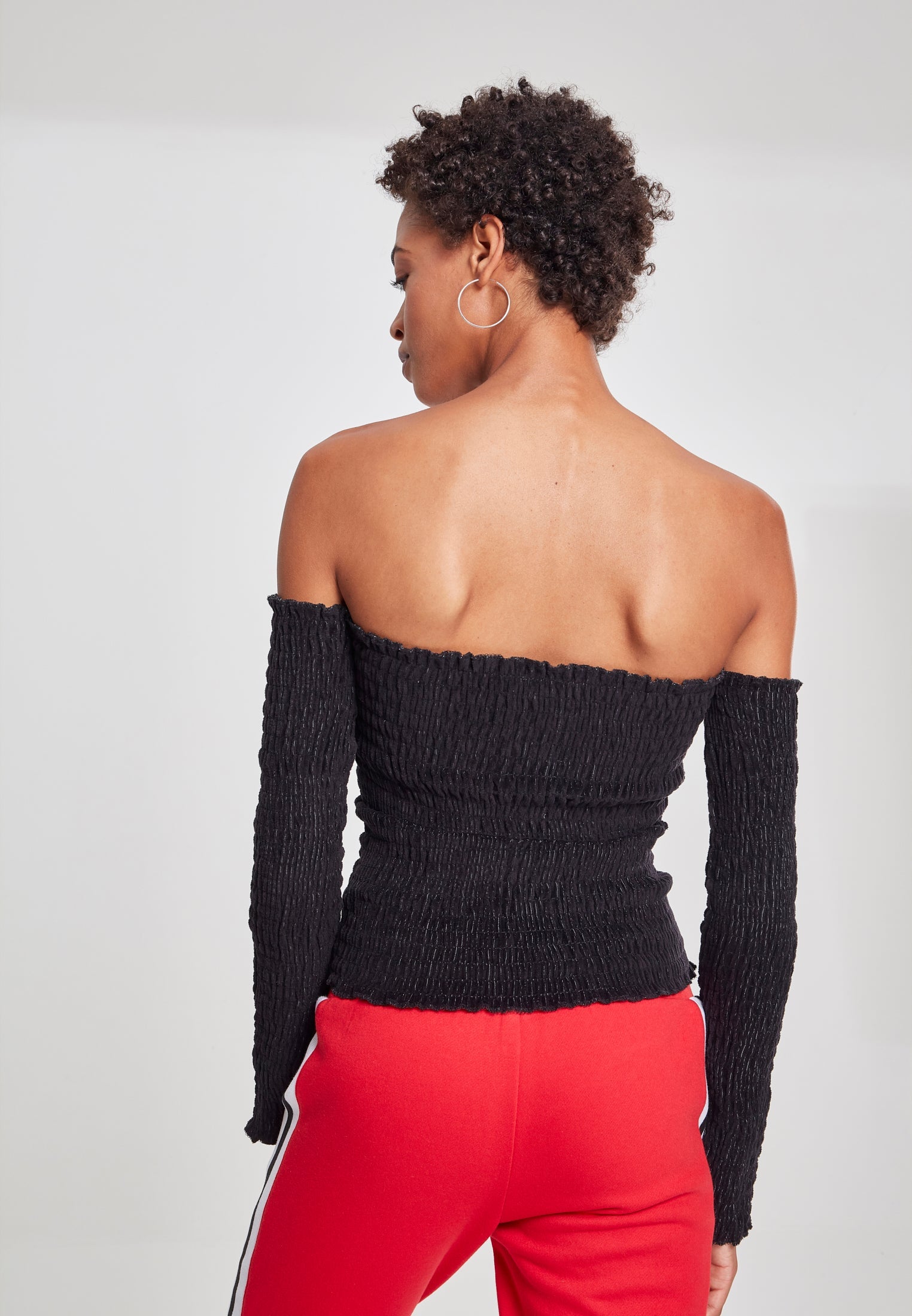 Ladies Velvet Cold Shoulder Smoke L/S black XXL FINNS EJ I SHEETET / .DE - workoutbrands.com