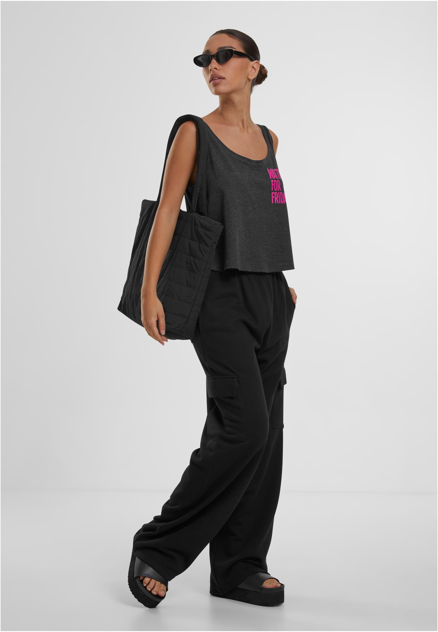 Ladies Waiting For Friday Box Tank heather grey XS - workoutbrands.com