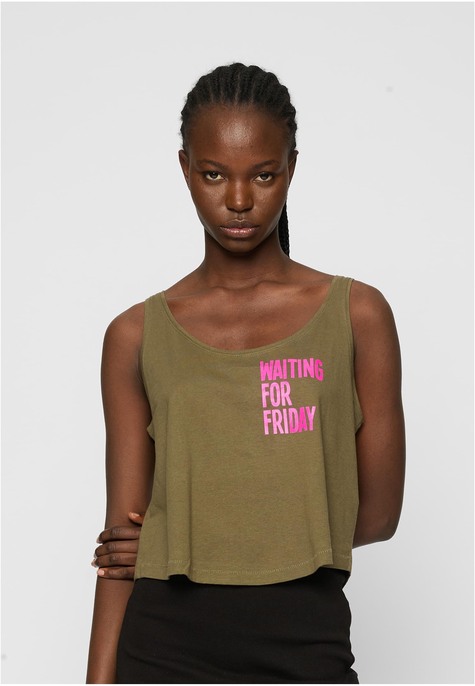Ladies Waiting For Friday Box Tank heather grey XS - workoutbrands.com