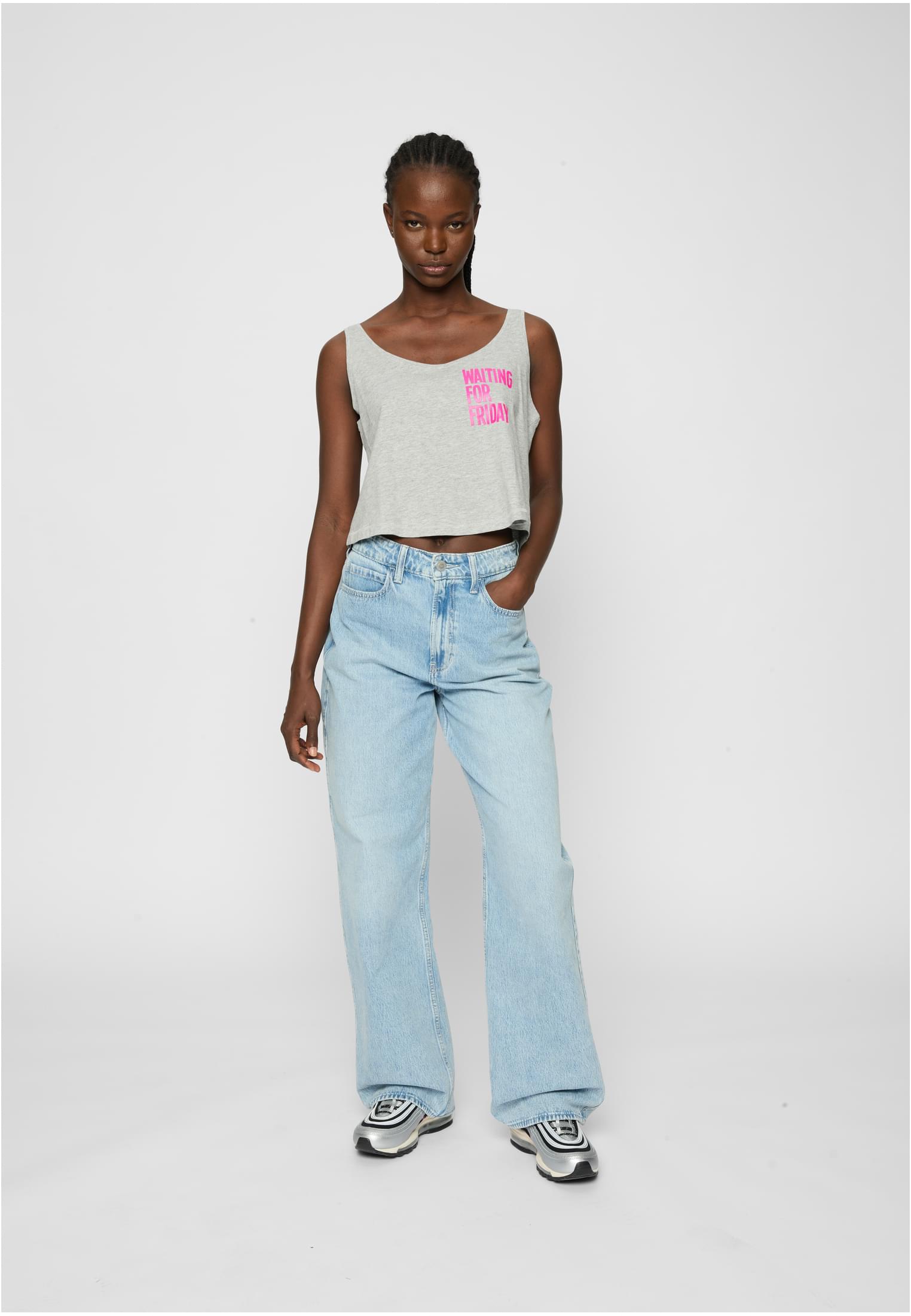 Ladies Waiting For Friday Box Tank heather grey XS - workoutbrands.com