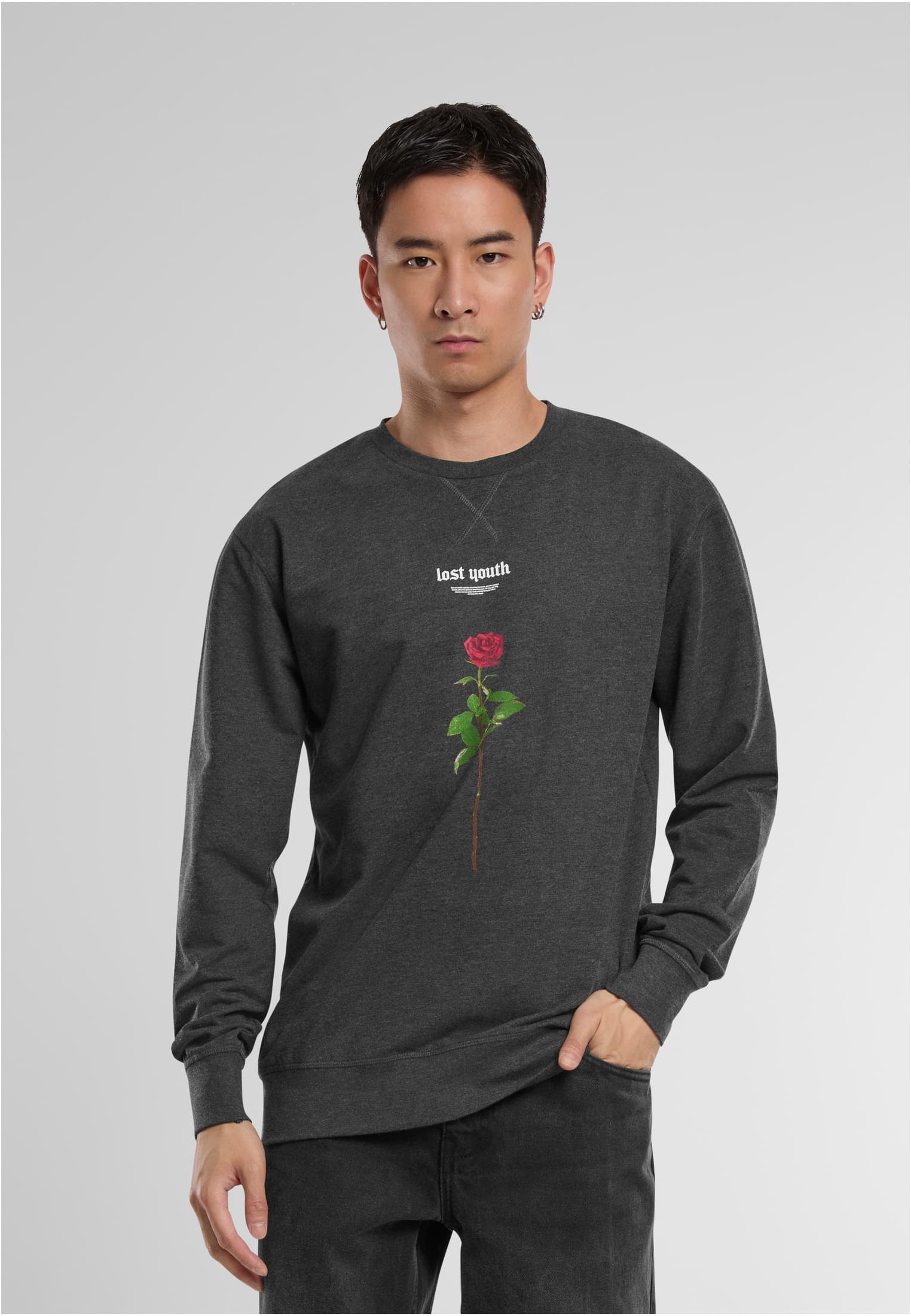 Lost Youth Rose Crewneck darksand XS - workoutbrands.com