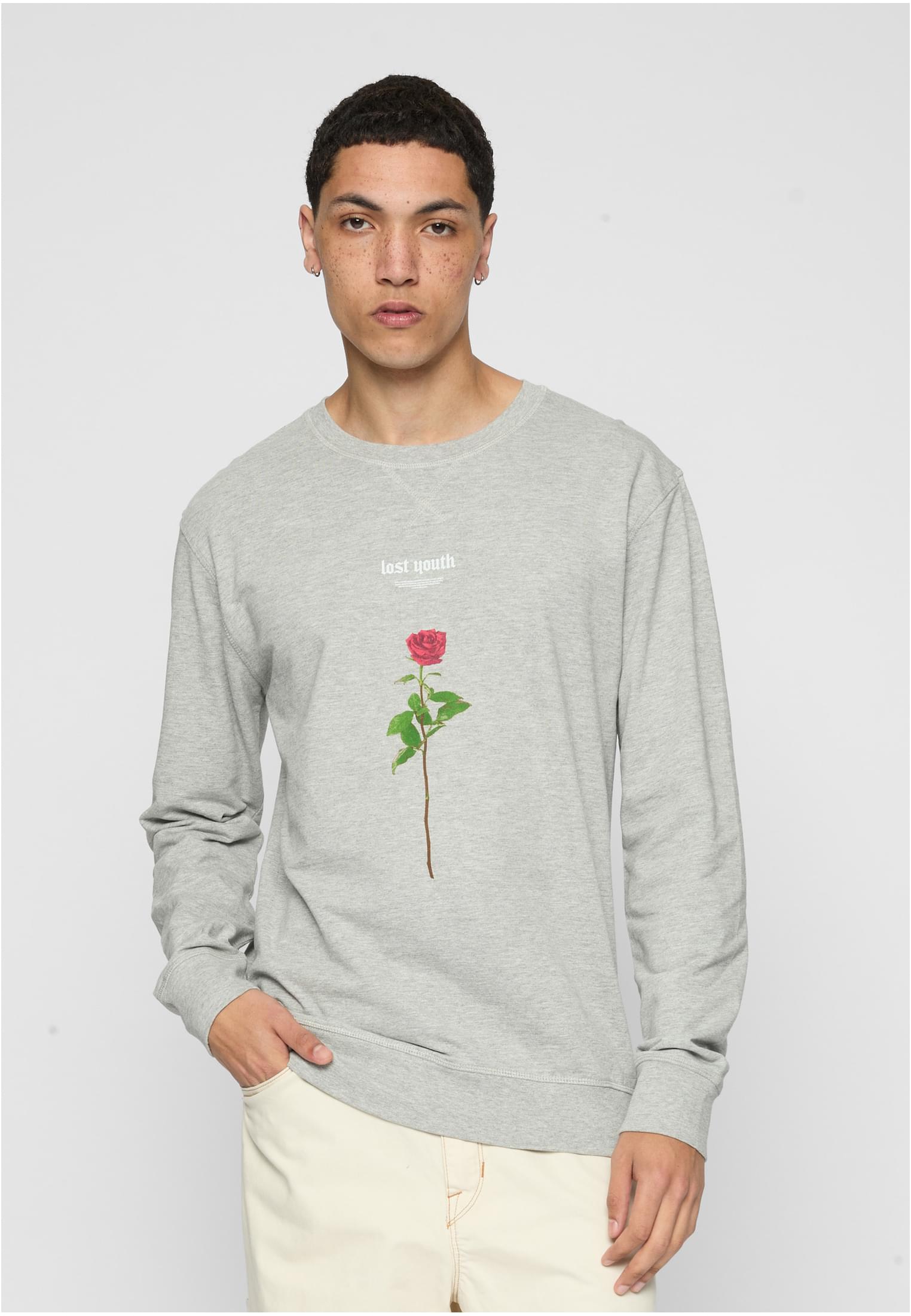 Lost Youth Rose Crewneck darksand XS - workoutbrands.com