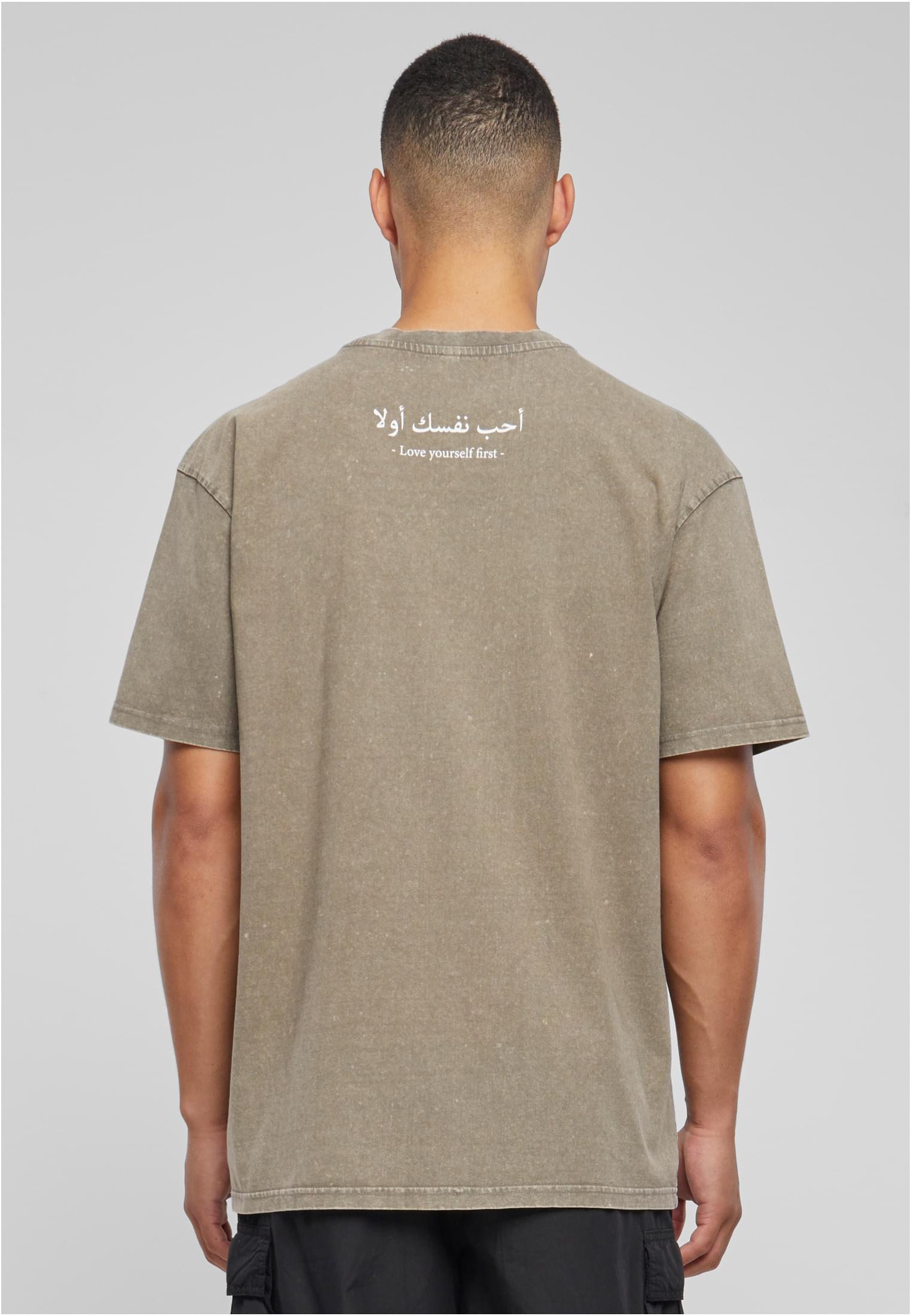 Love Yourself First Acid Washed Heavy Oversize Tee darkkhaki XXL - workoutbrands.com