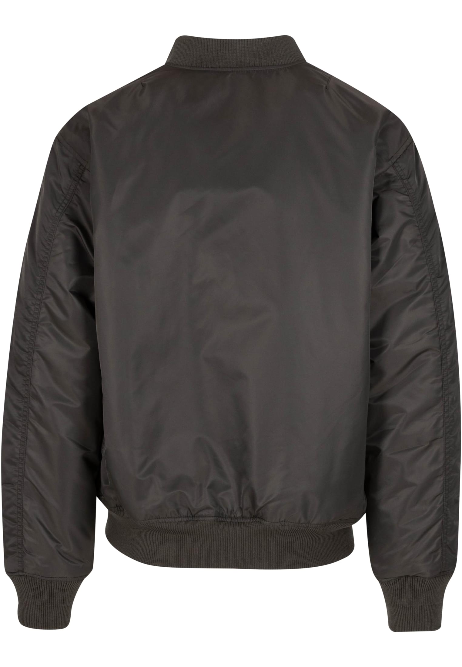 Baksidan av en olivgrön MJG bomberjacka.